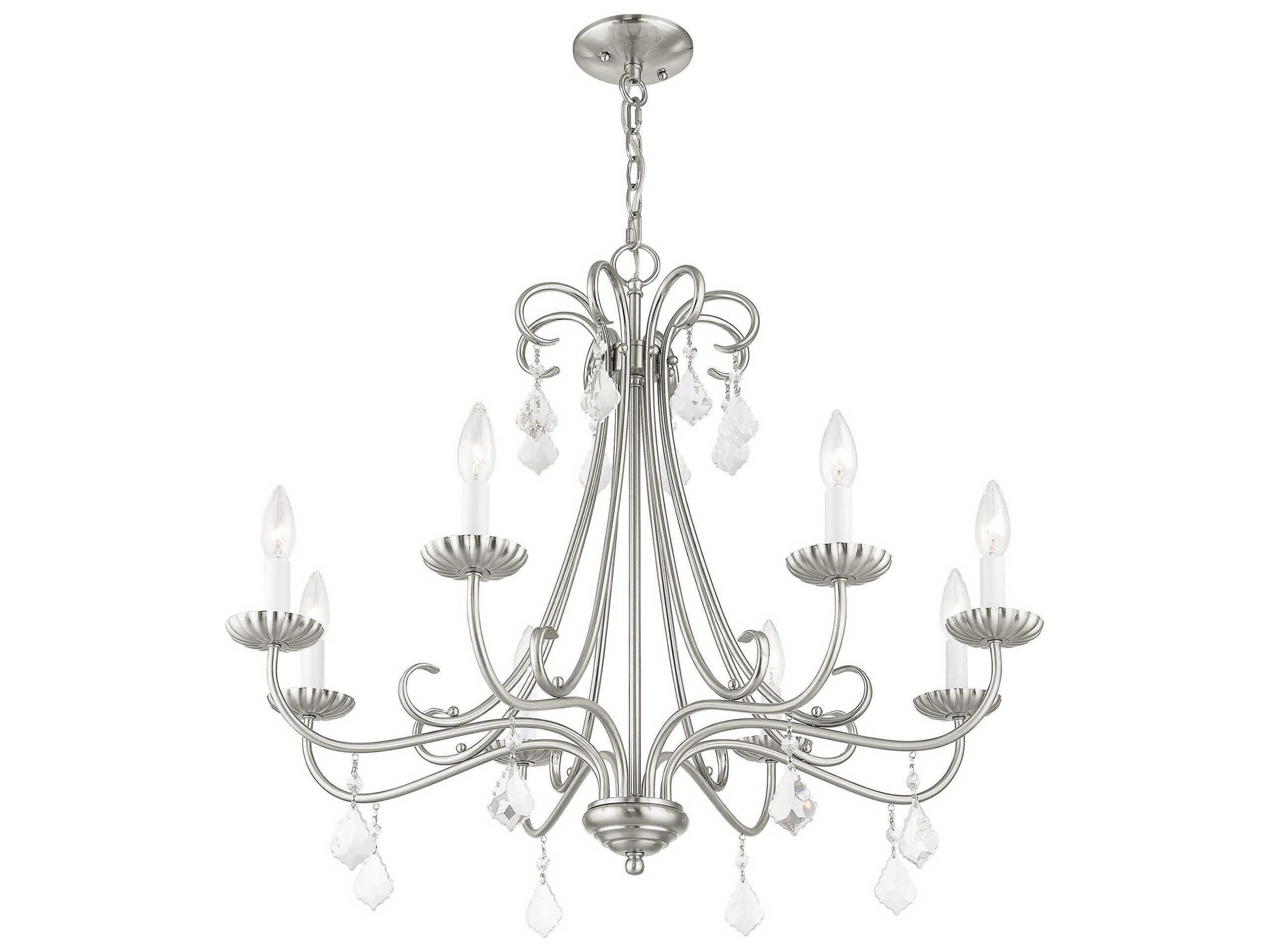 Livex Lighting Daphne 8-Light Brushed Nickel Crystal Candelabra Chandelier