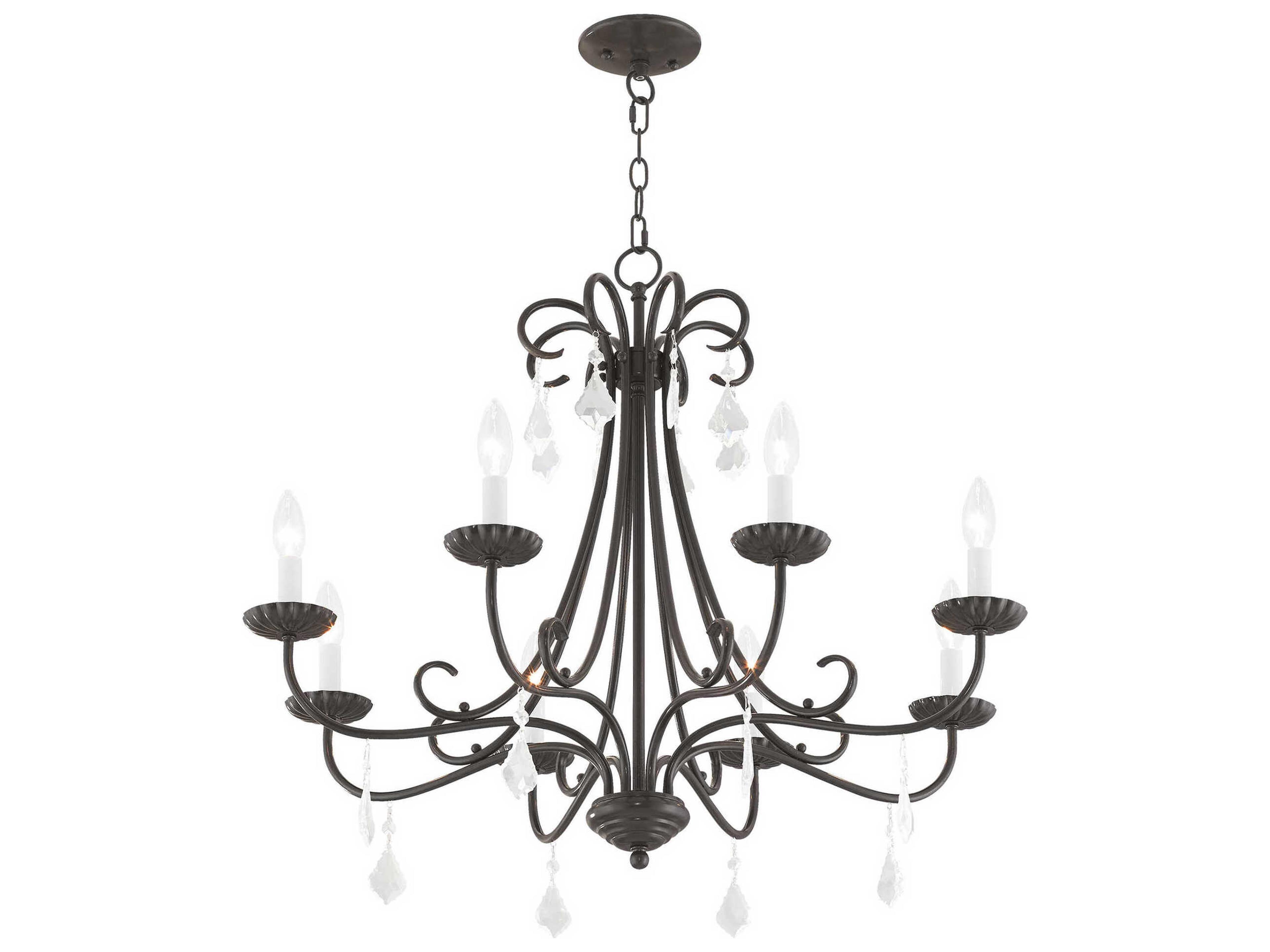 Livex Lighting Daphne 8-Light English Bronze Crystal Candelabra Chandelier