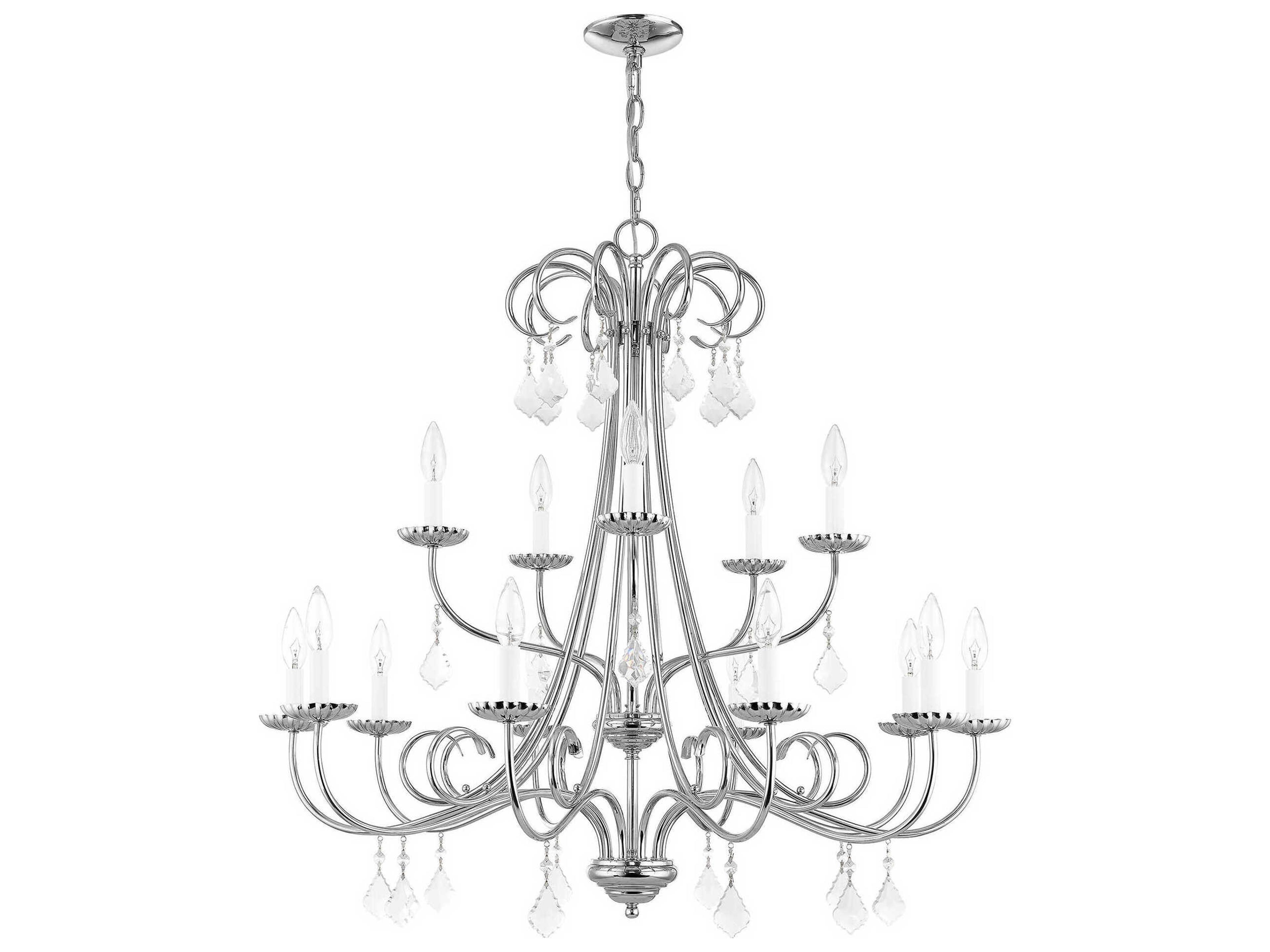 Livex Lighting Daphne 15-Light Polished Chrome Crystal Candelabra Tiered Chandelier