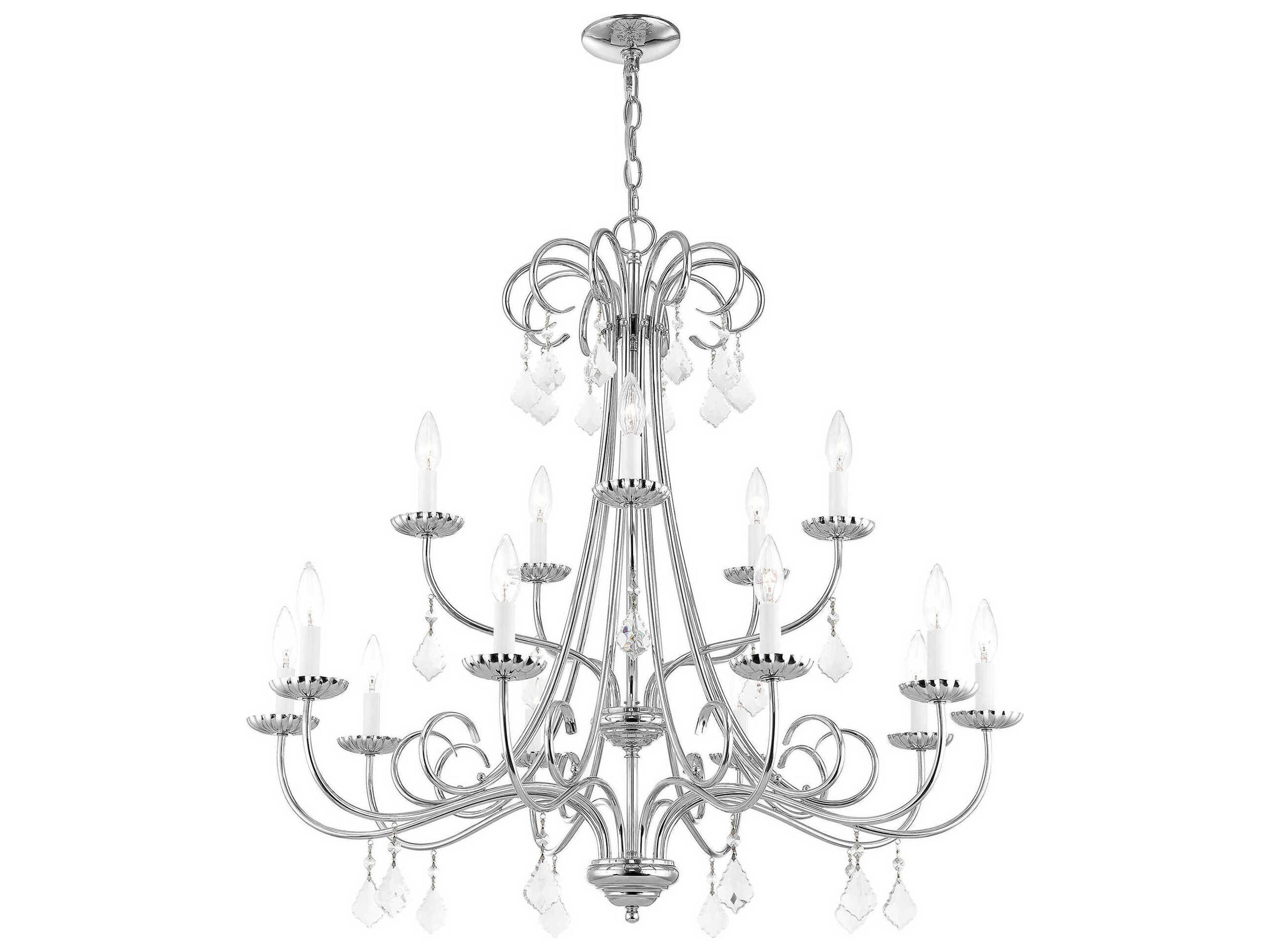 Livex Lighting Daphne 15-Light Polished Chrome Crystal Candelabra Tiered Chandelier