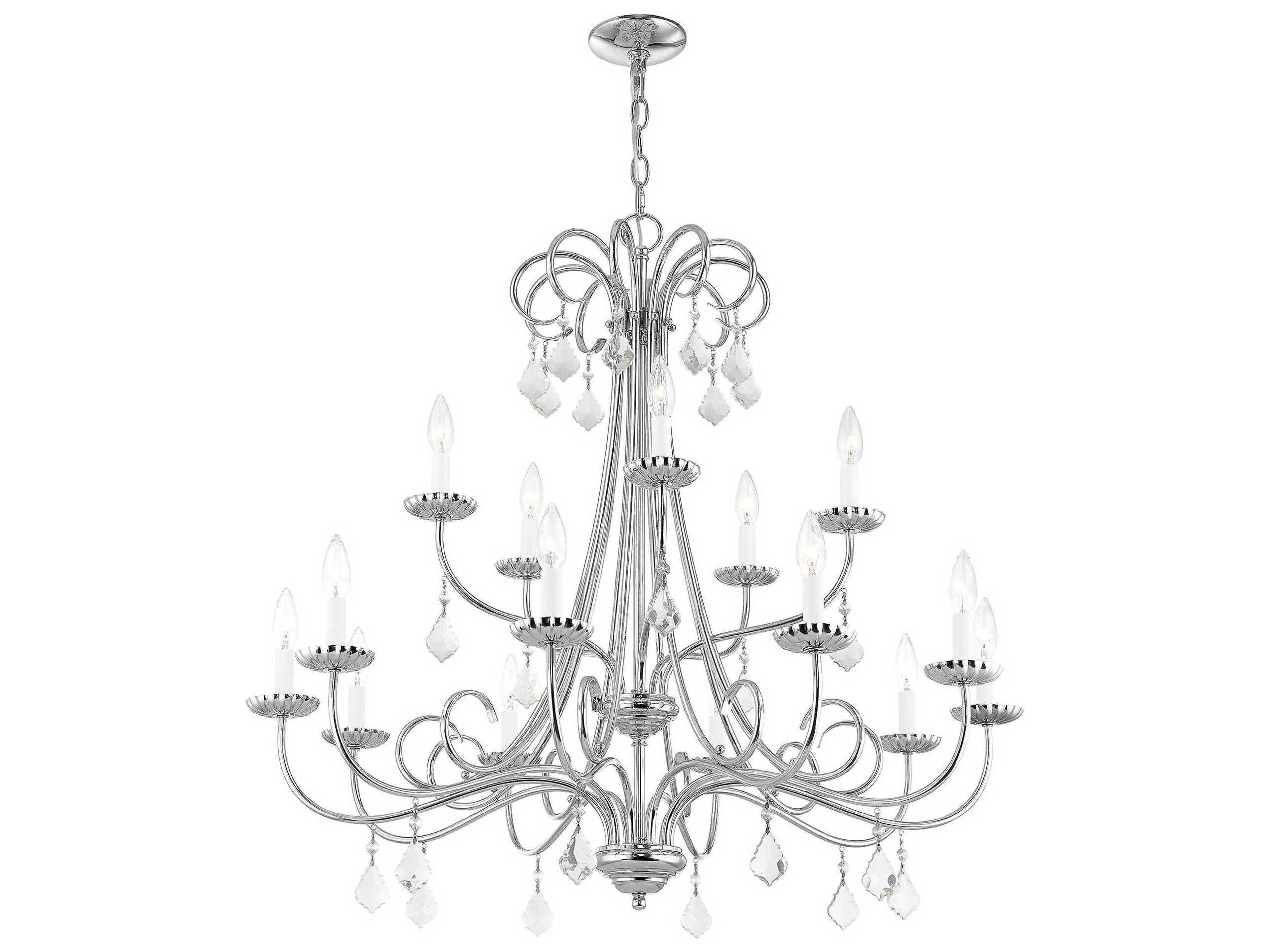 Livex Lighting Daphne 15-Light Polished Chrome Crystal Candelabra Tiered Chandelier