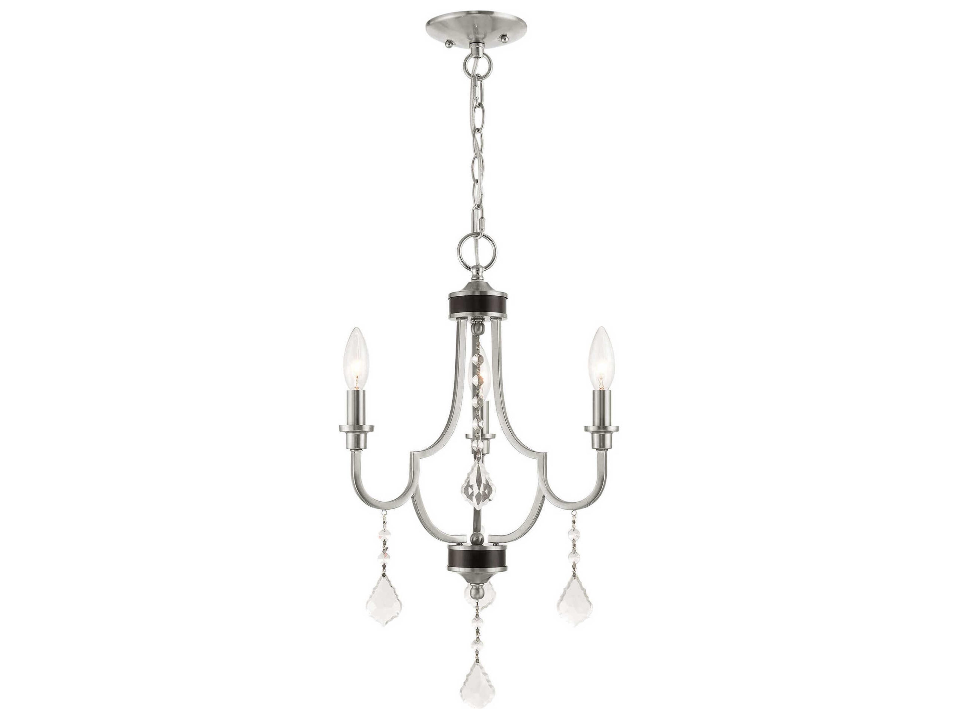 Glendale 3-Light Brushed Nickel Crystal Candelabra Chandelier