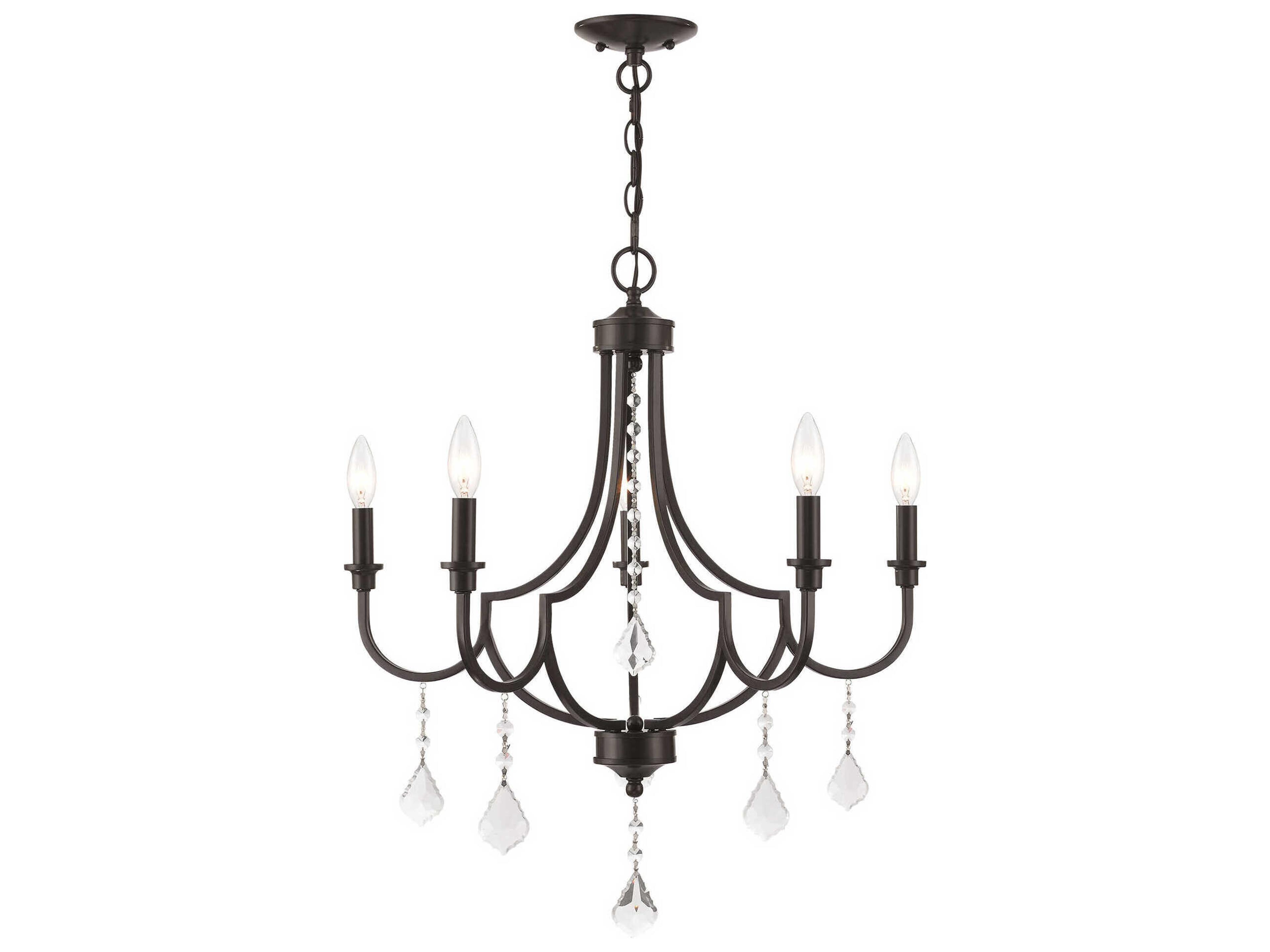 Glendale 5-Light English Bronze Crystal Candelabra Chandelier