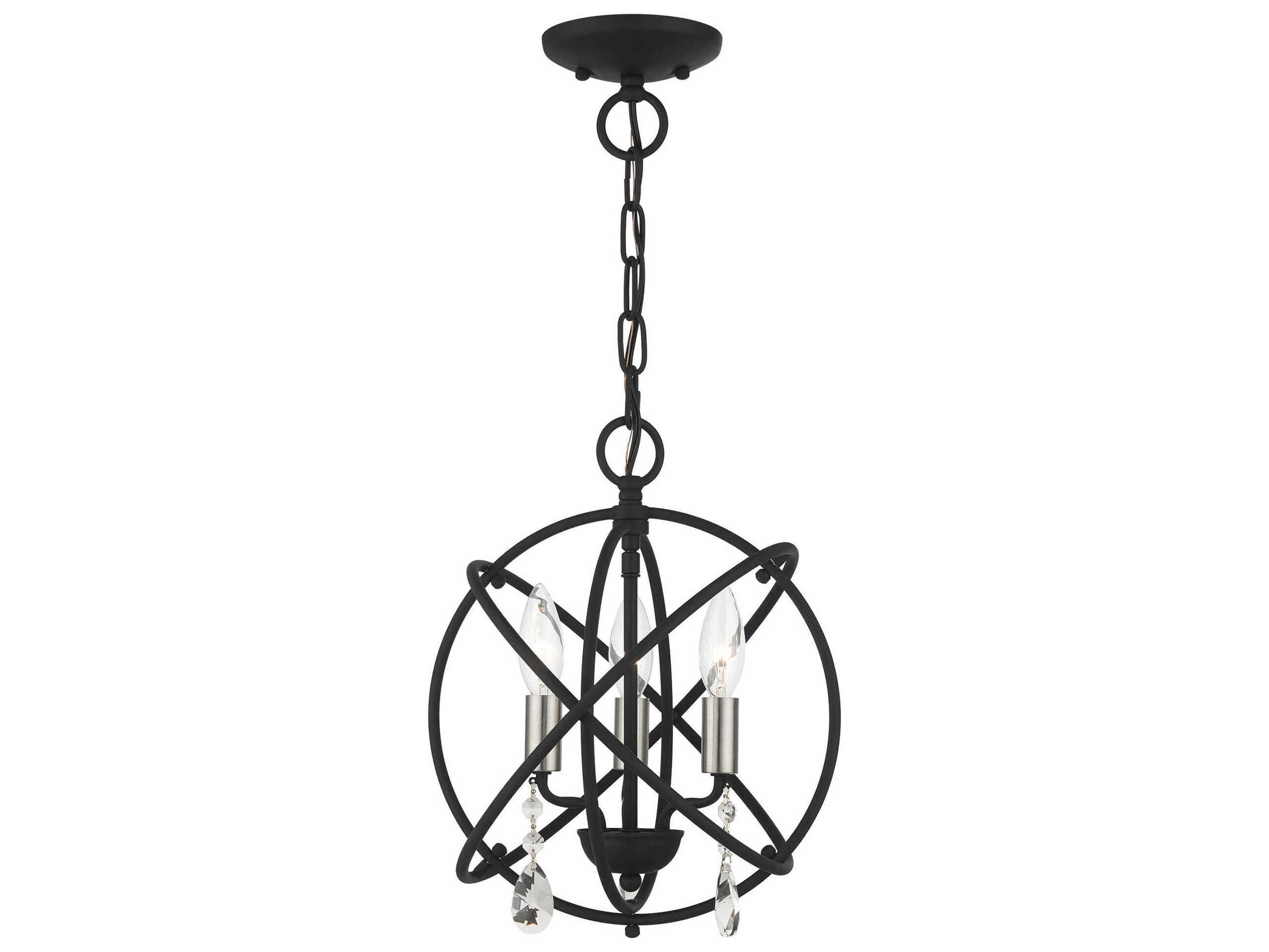 Aria 3-Light Black Crystal Candelabra Geometric Chandelier