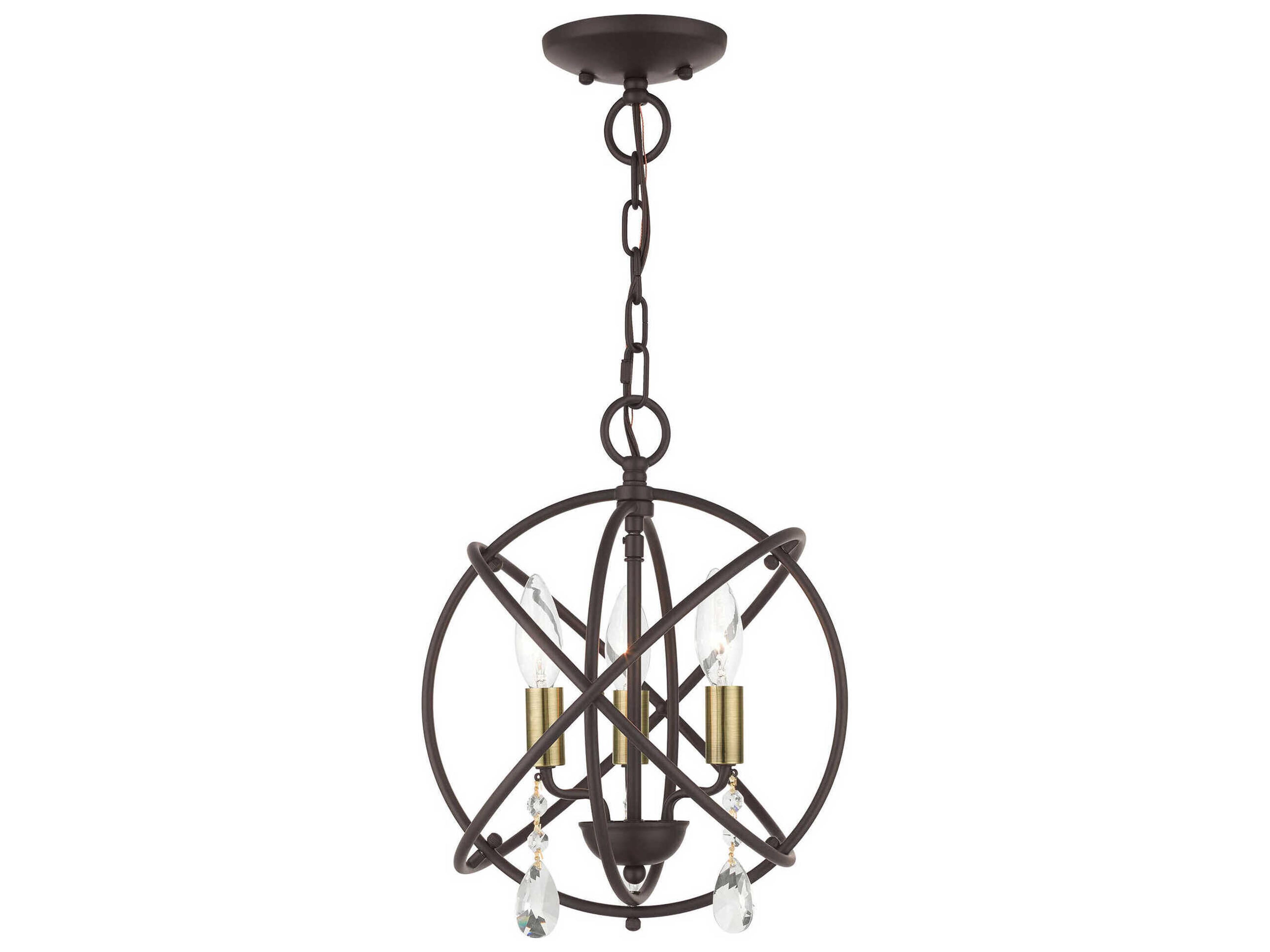 Aria 3-Light Bronze Crystal Candelabra Geometric Chandelier