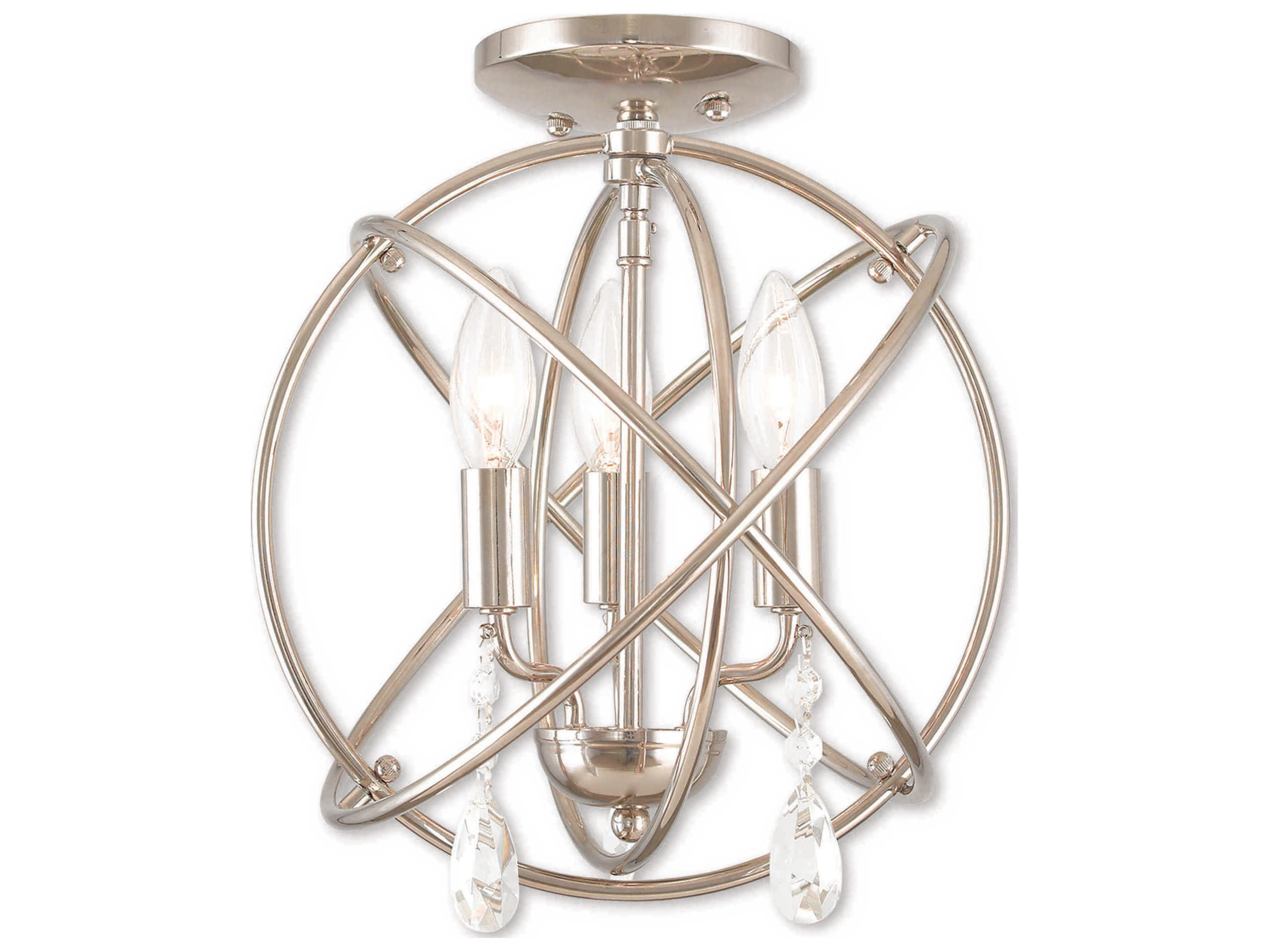 Livex Lighting Aria 3-Light Polished Nickel Crystal Candelabra Geometric Chandelier