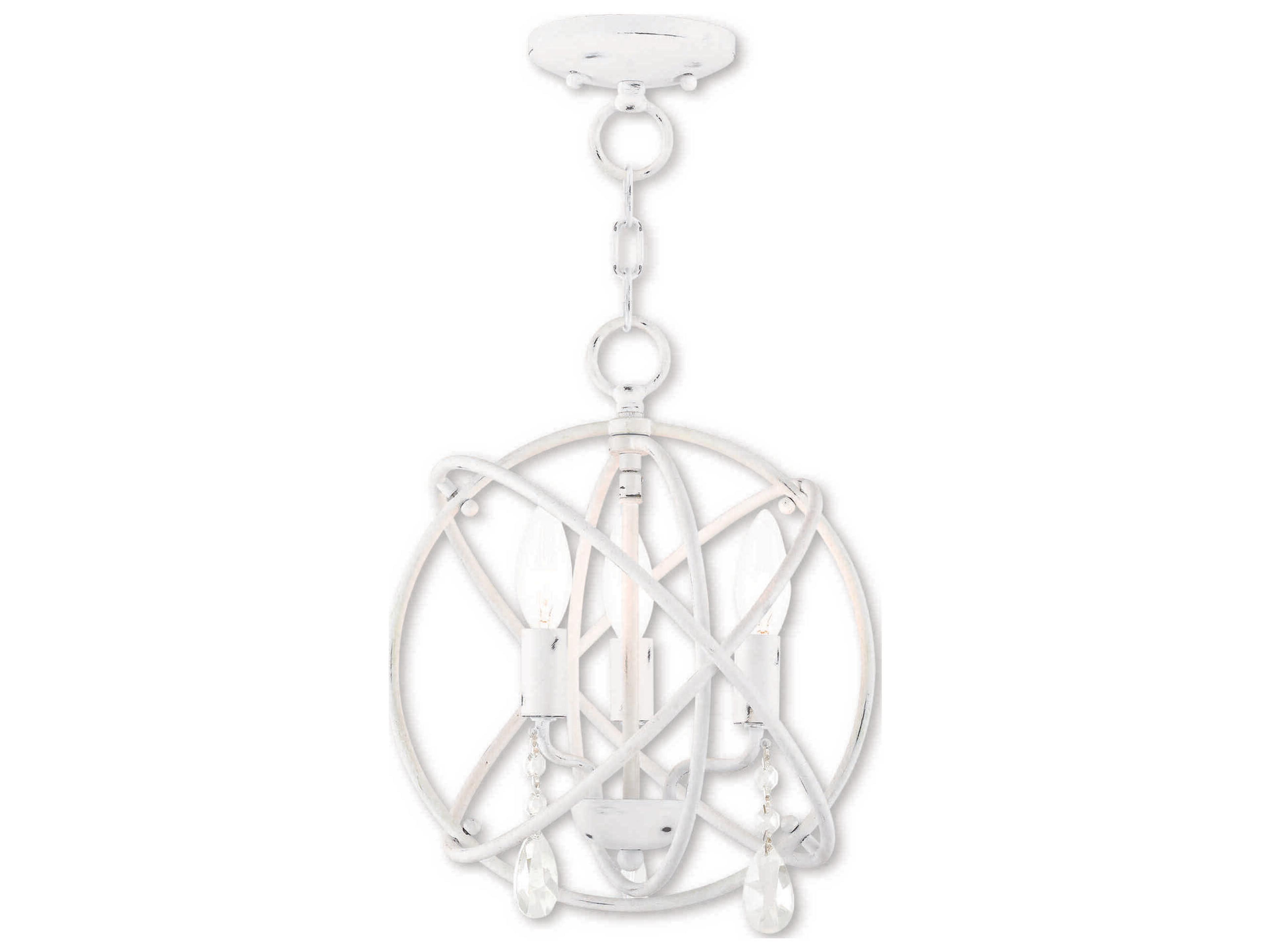 Aria 3-Light Antique White Crystal Candelabra Geometric Chandelier