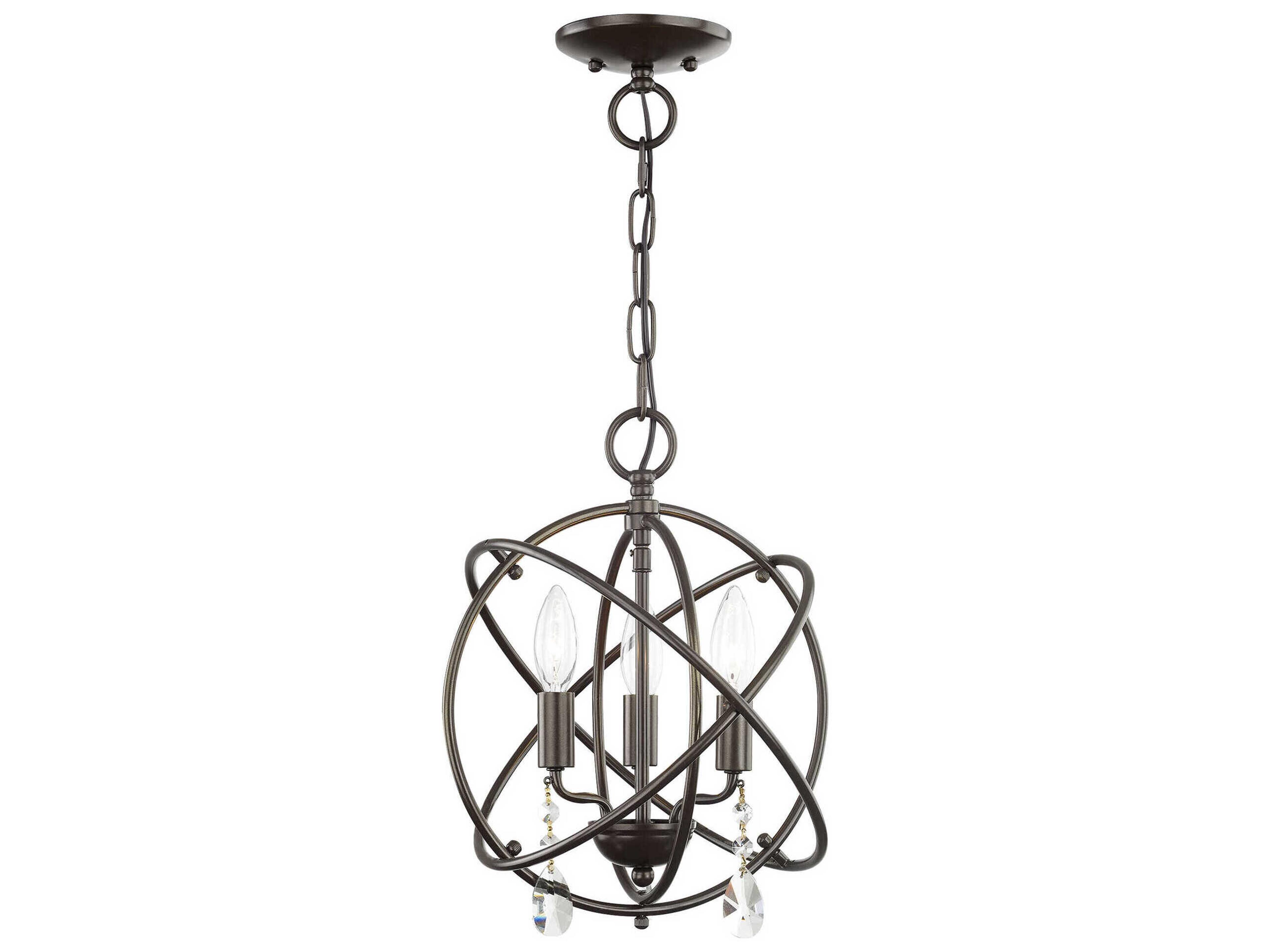 Aria 3-Light English Bronze Crystal Candelabra Geometric Chandelier