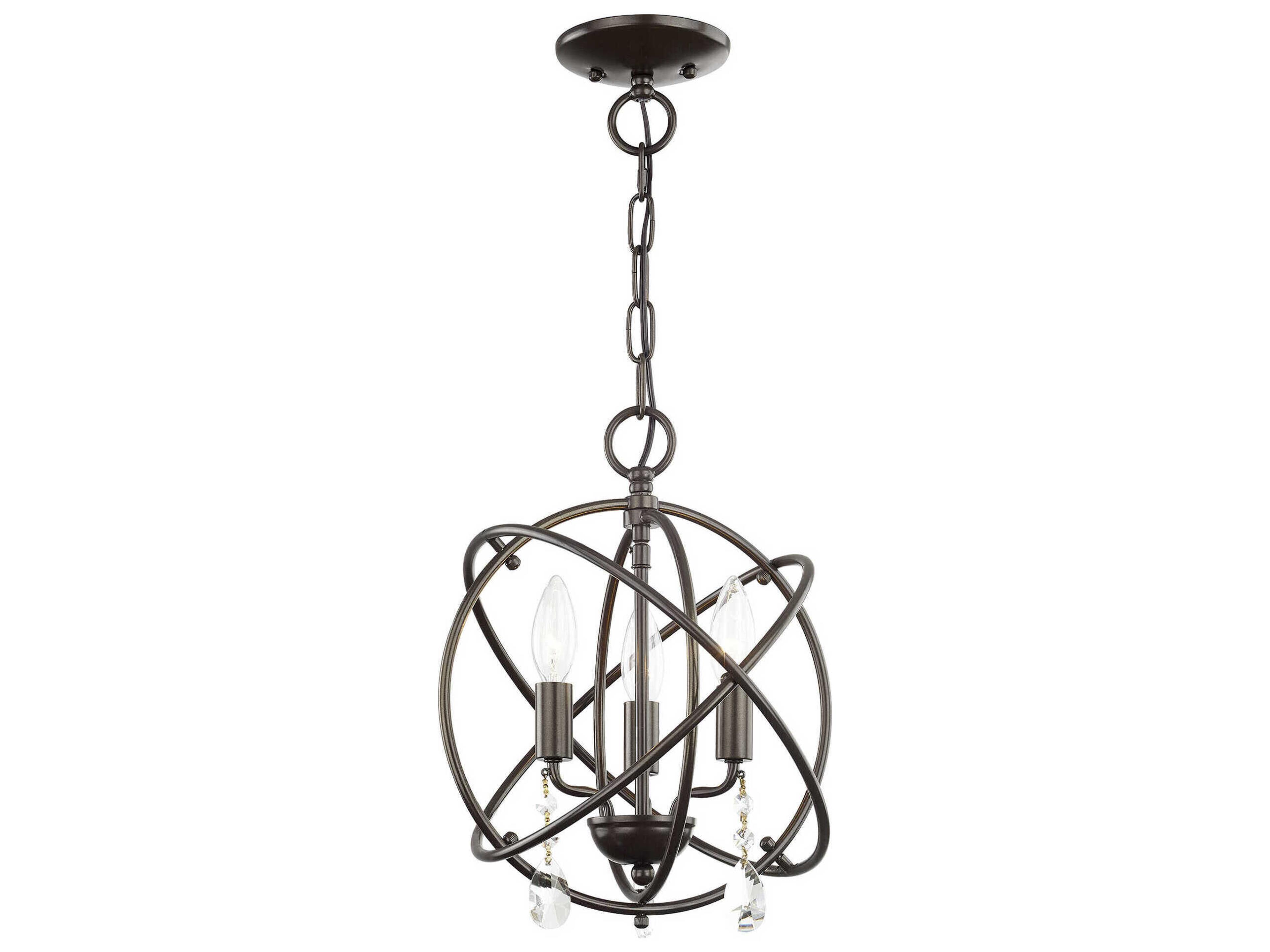 Livex Lighting Aria 3-Light English Bronze Crystal Candelabra Geometric Chandelier