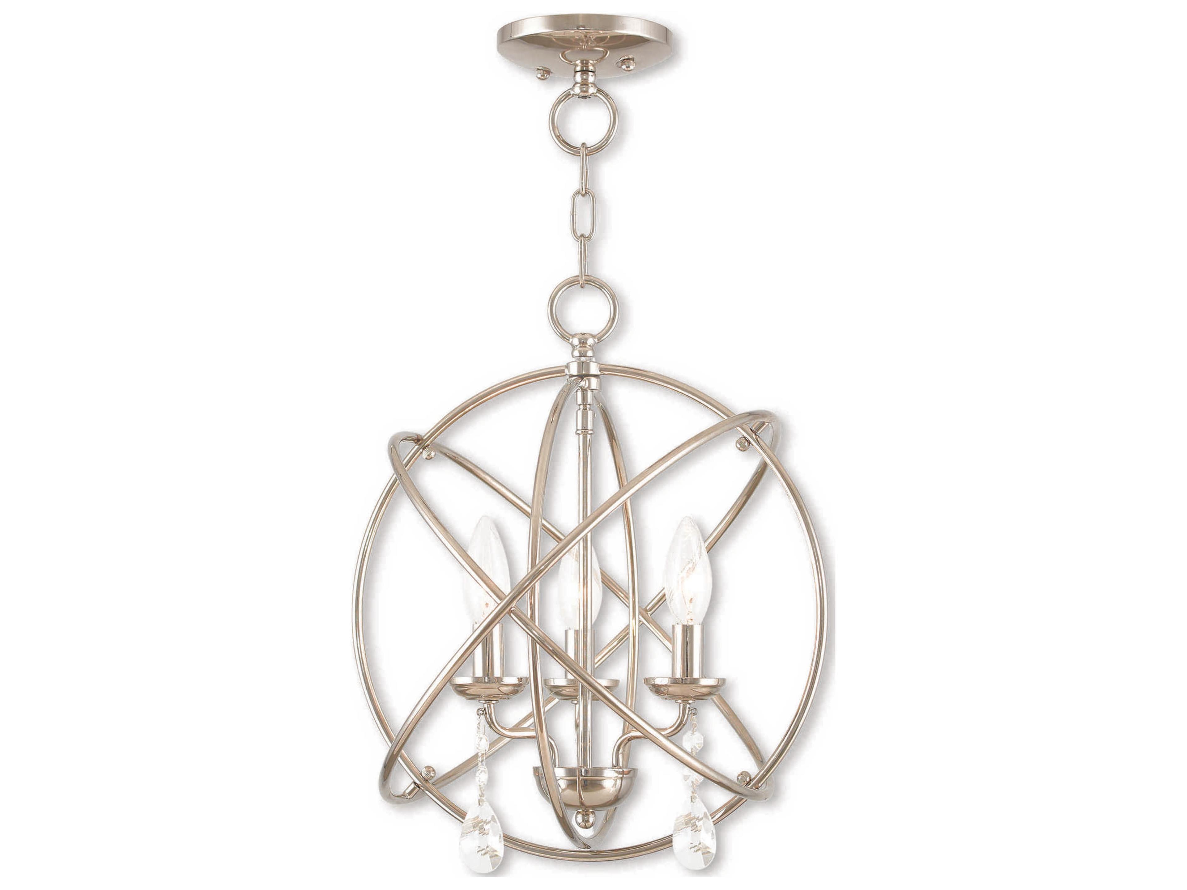 Aria 3-Light Polished Nickel Crystal Candelabra Geometric Chandelier
