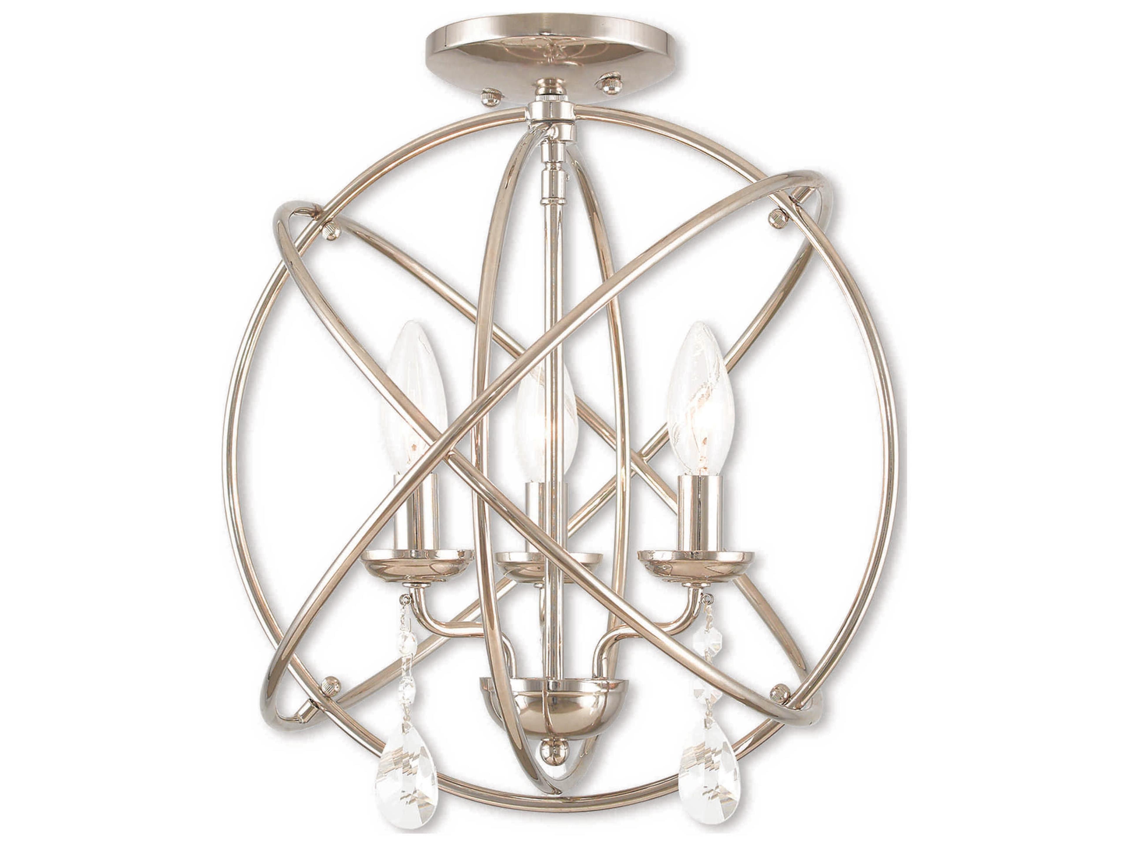 Livex Lighting Aria 3-Light Polished Nickel Crystal Candelabra Geometric Chandelier
