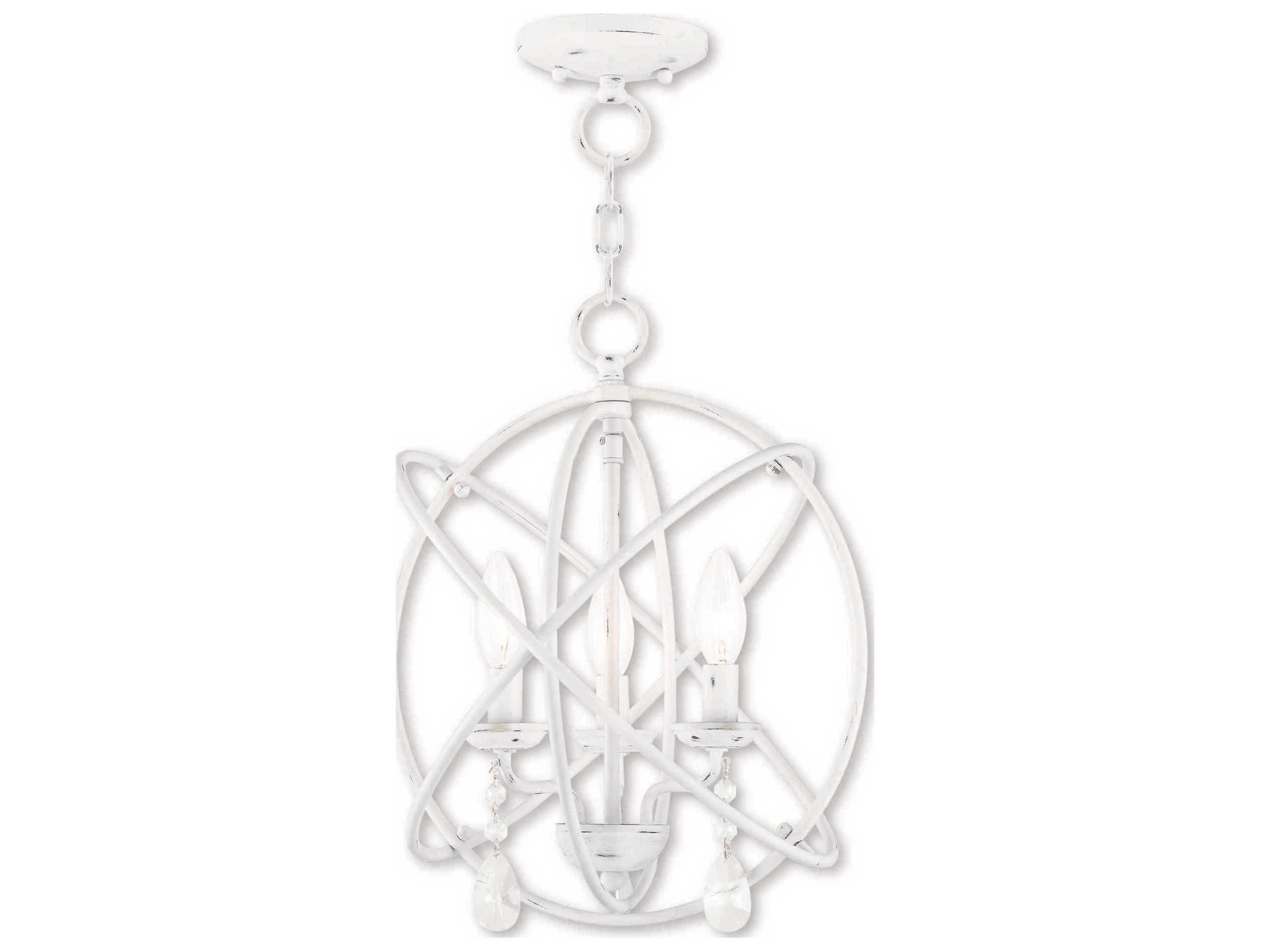 Aria 3-Light Antique White Crystal Candelabra Geometric Chandelier