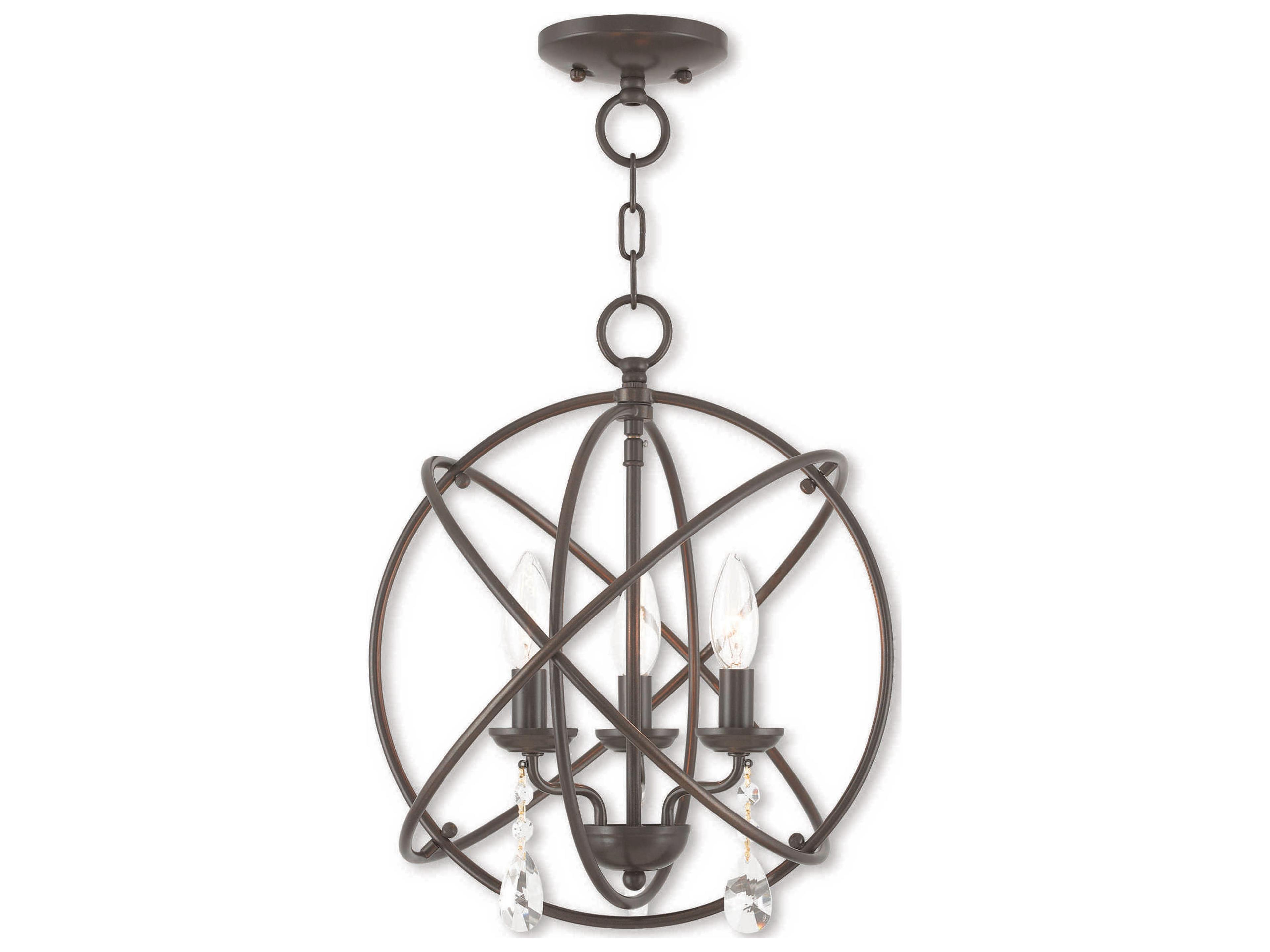 Aria 3-Light English Bronze Crystal Candelabra Geometric Chandelier