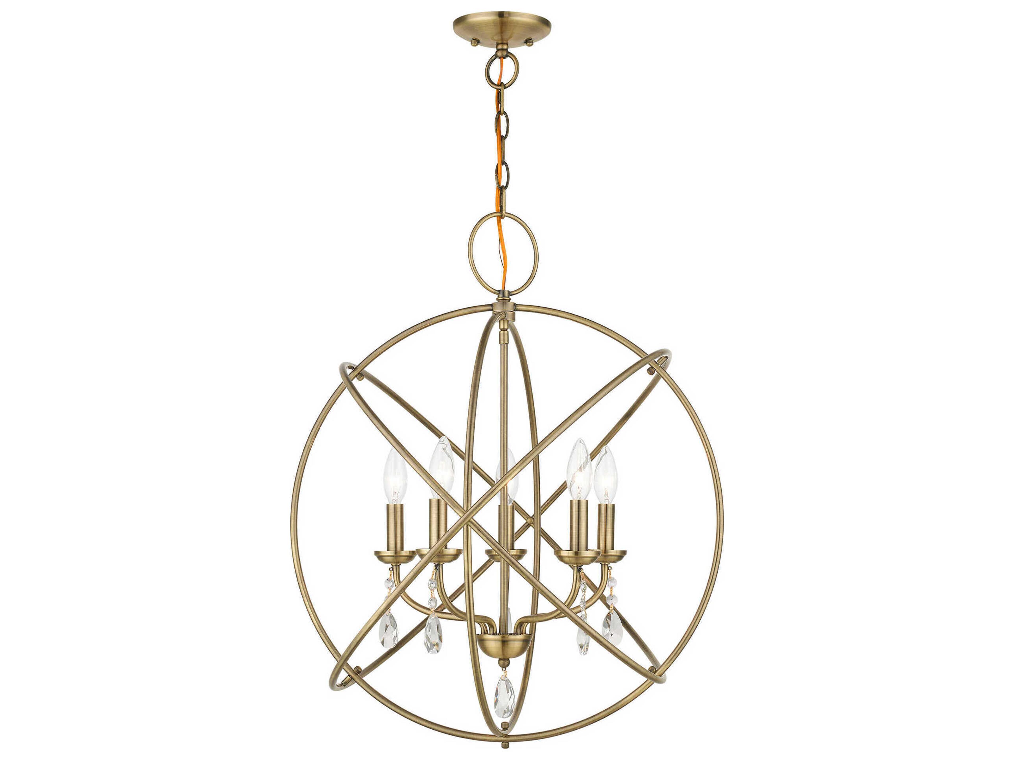 Aria 5-Light Antique Brass Crystal Candelabra Geometric Chandelier