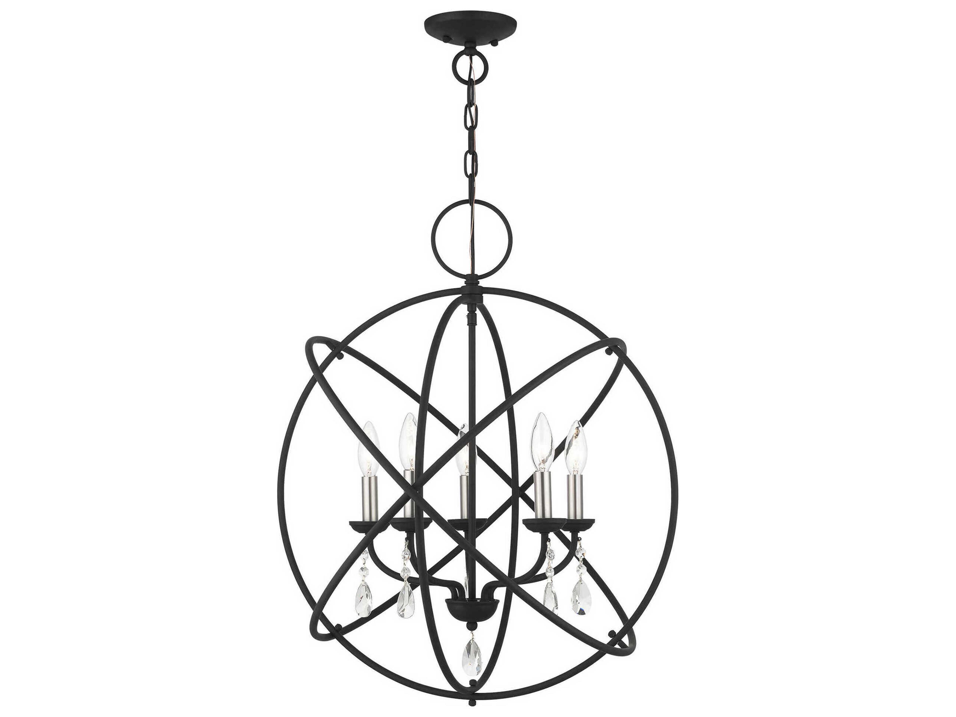 Aria 5-Light Black Crystal Candelabra Geometric Chandelier