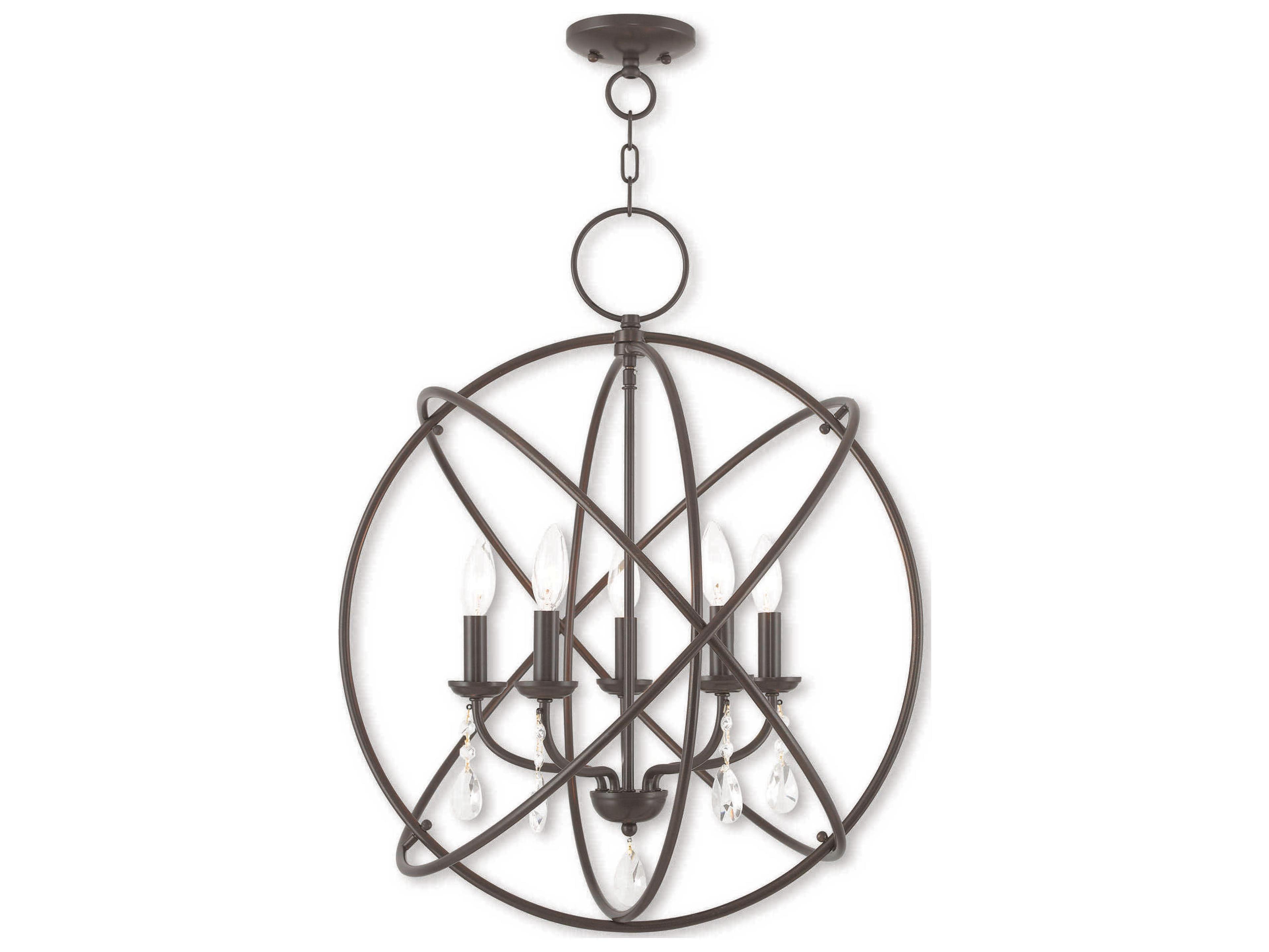 Aria 5-Light English Bronze Crystal Candelabra Geometric Chandelier