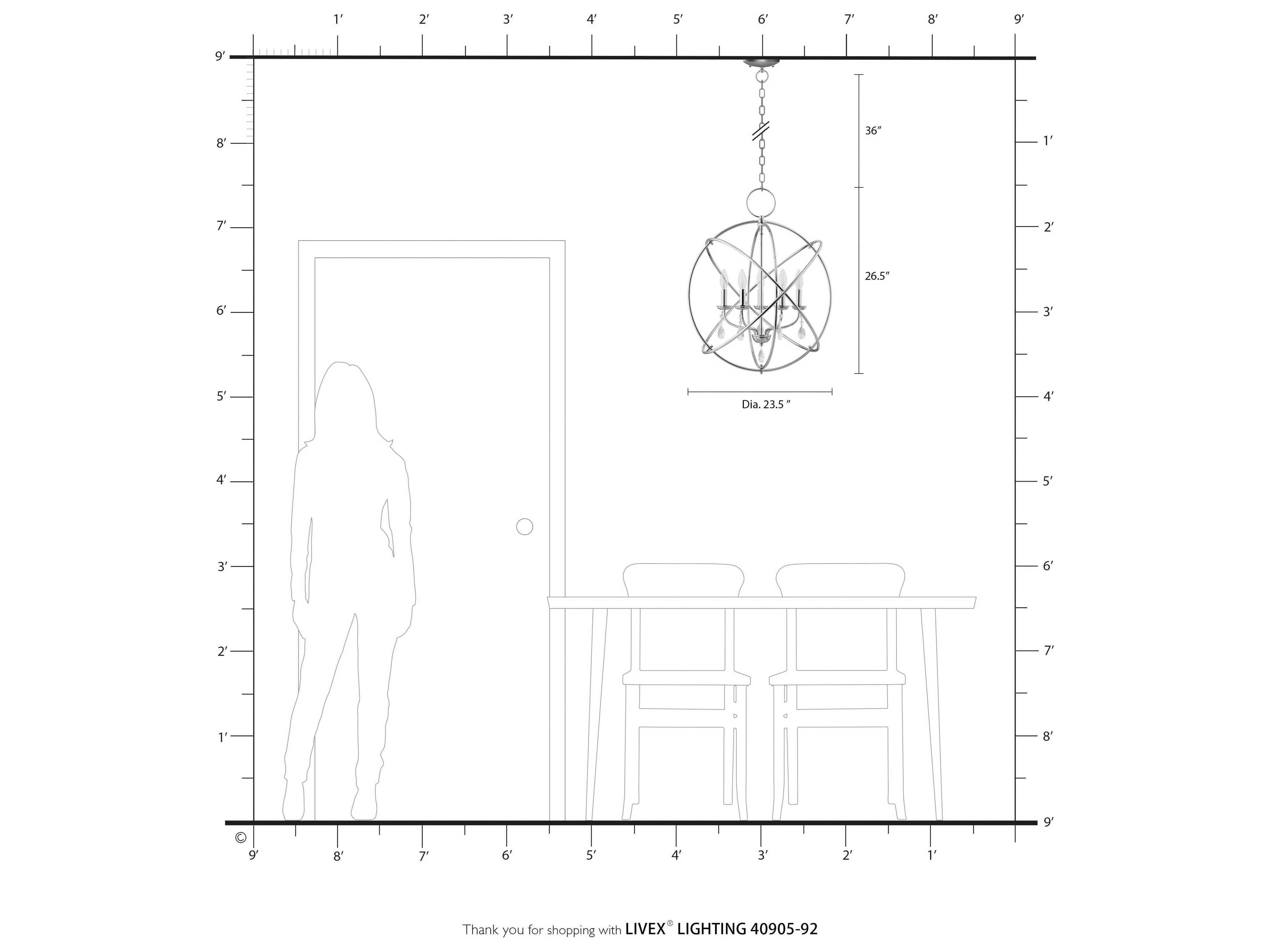 Livex Lighting Aria 5-Light English Bronze Crystal Candelabra Geometric Chandelier