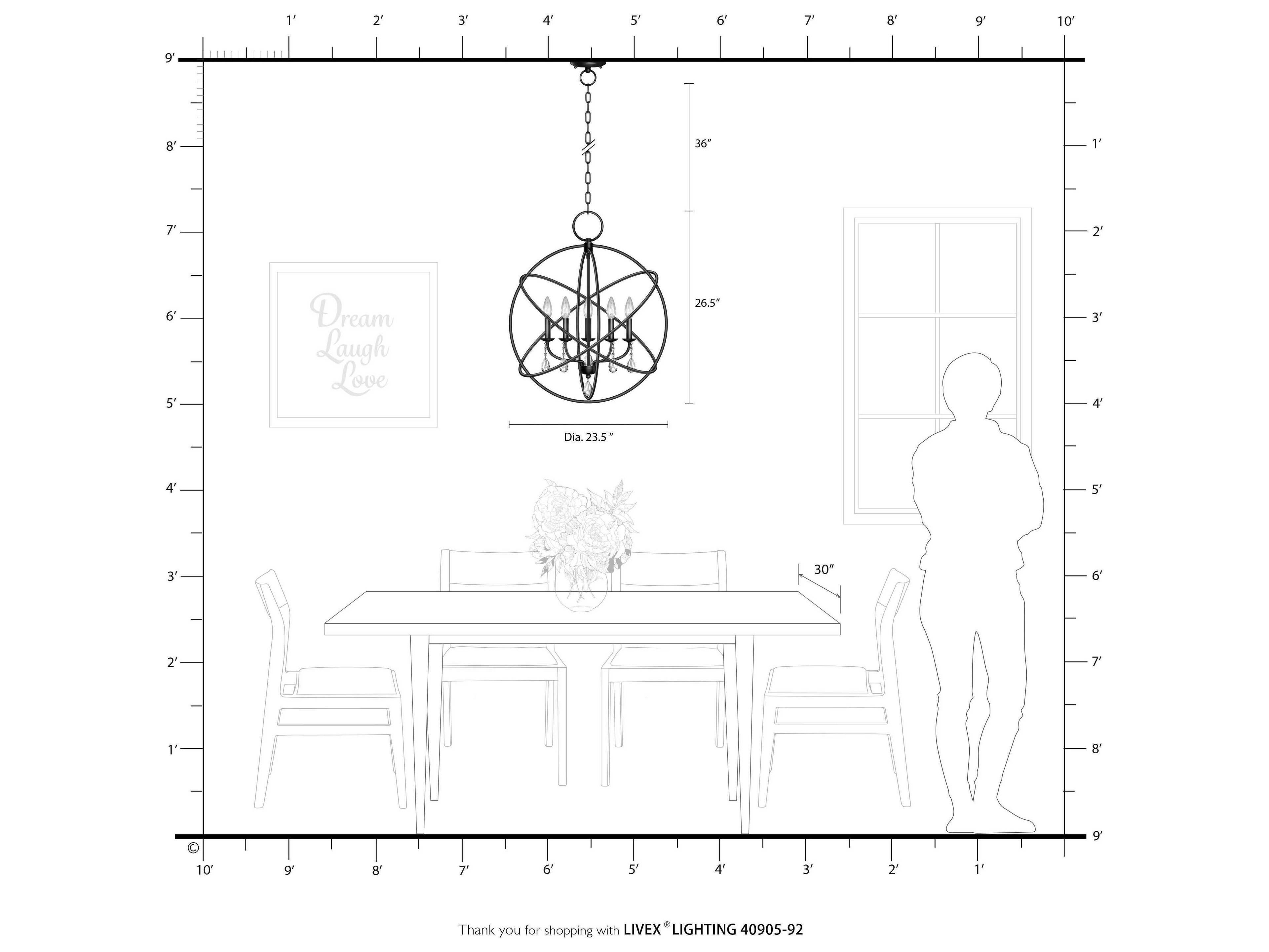 Livex Lighting Aria 5-Light English Bronze Crystal Candelabra Geometric Chandelier