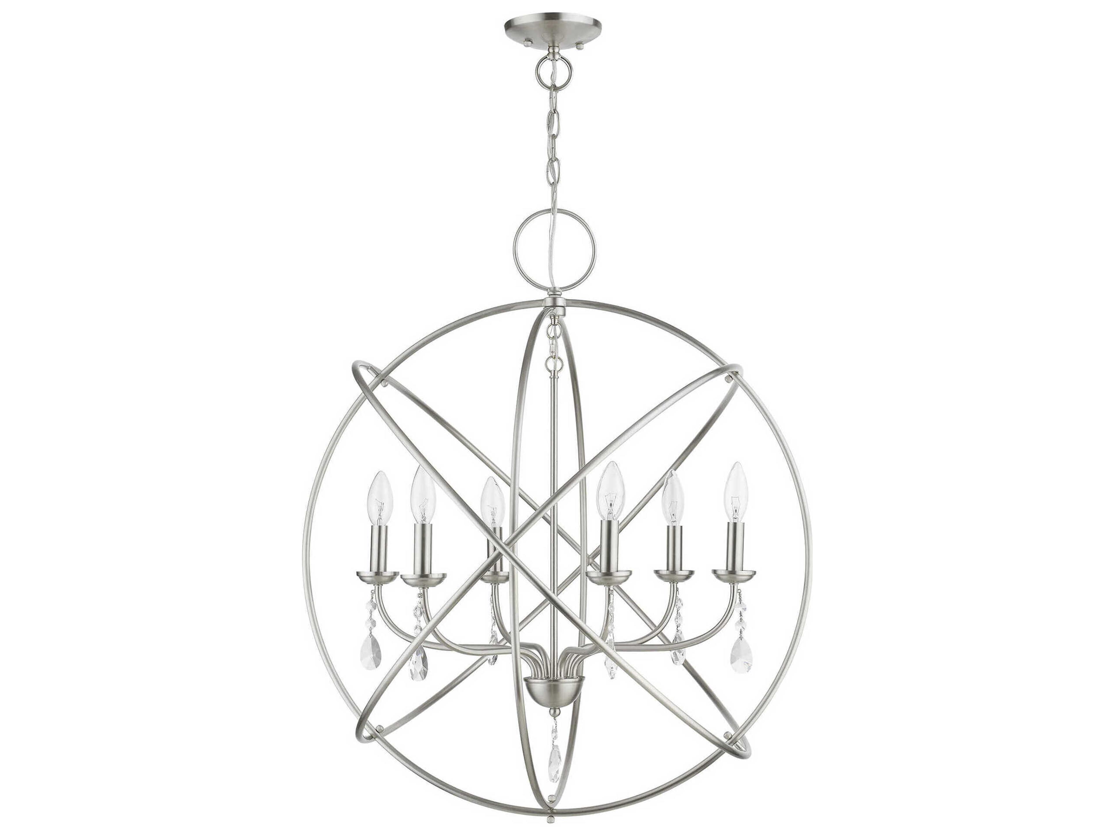 Livex Lighting Aria 6-Light Brushed Nickel Crystal Candelabra Chandelier