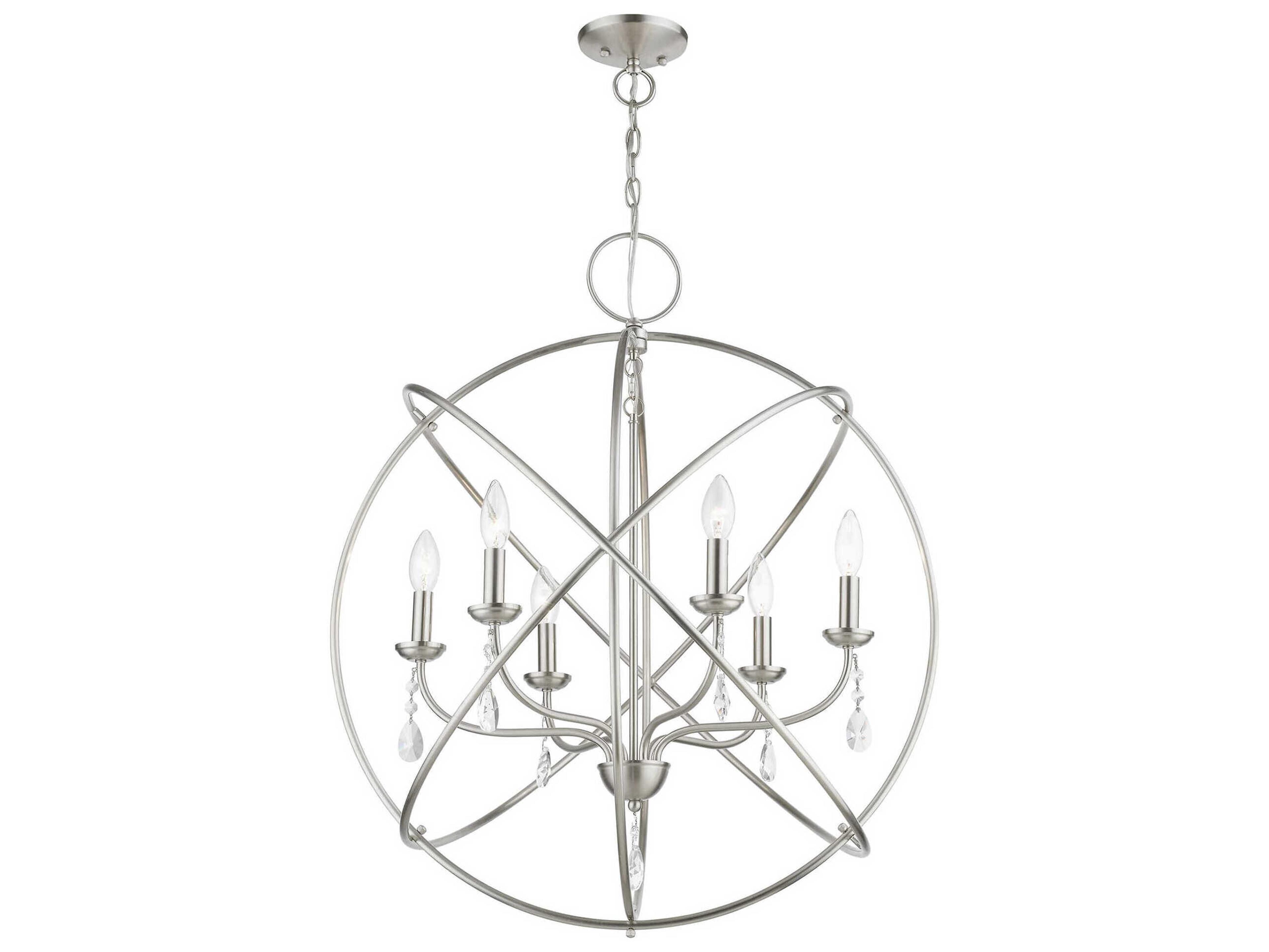 Livex Lighting Aria 6-Light Brushed Nickel Crystal Candelabra Chandelier