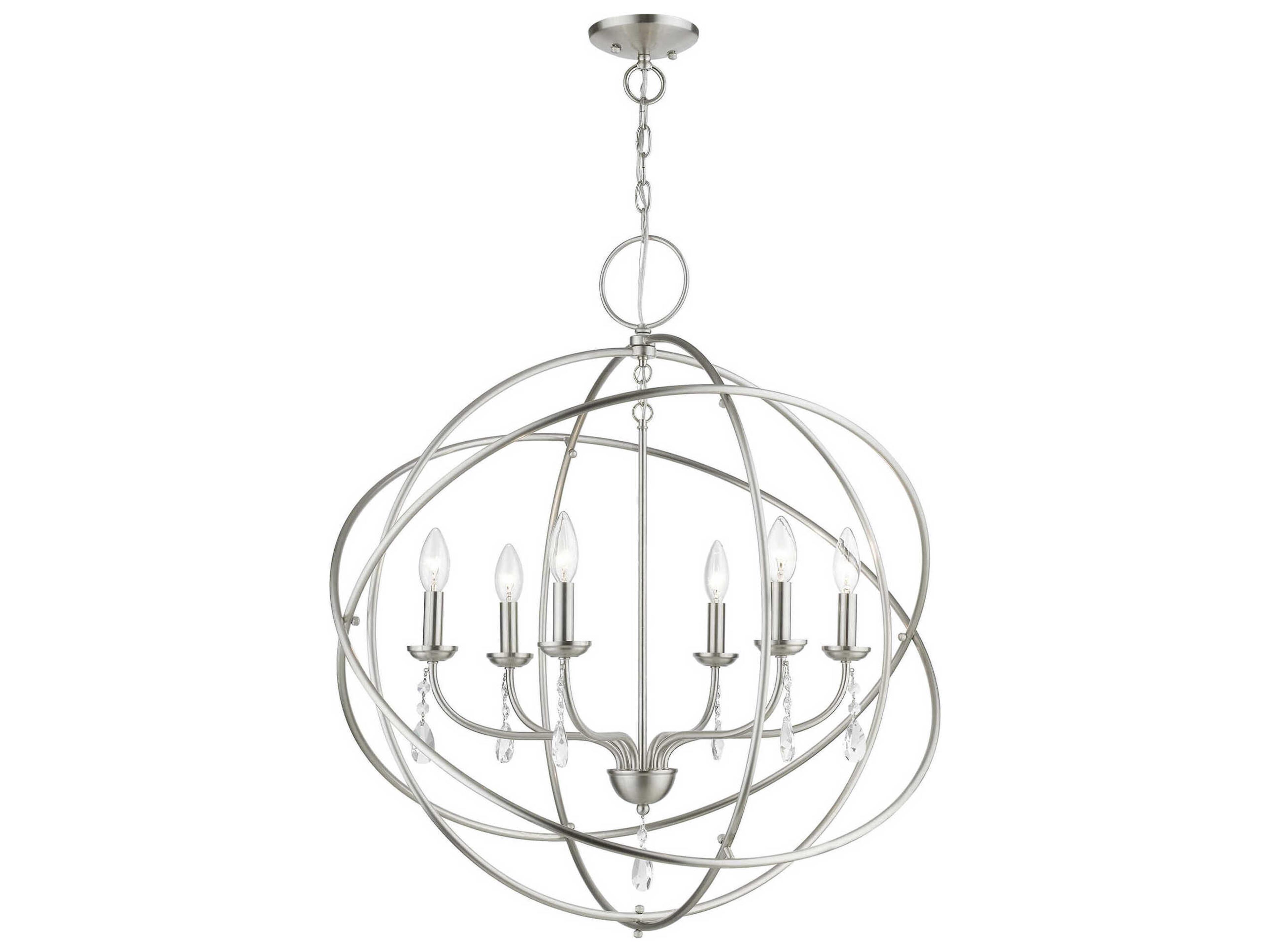 Livex Lighting Aria 6-Light Brushed Nickel Crystal Candelabra Chandelier