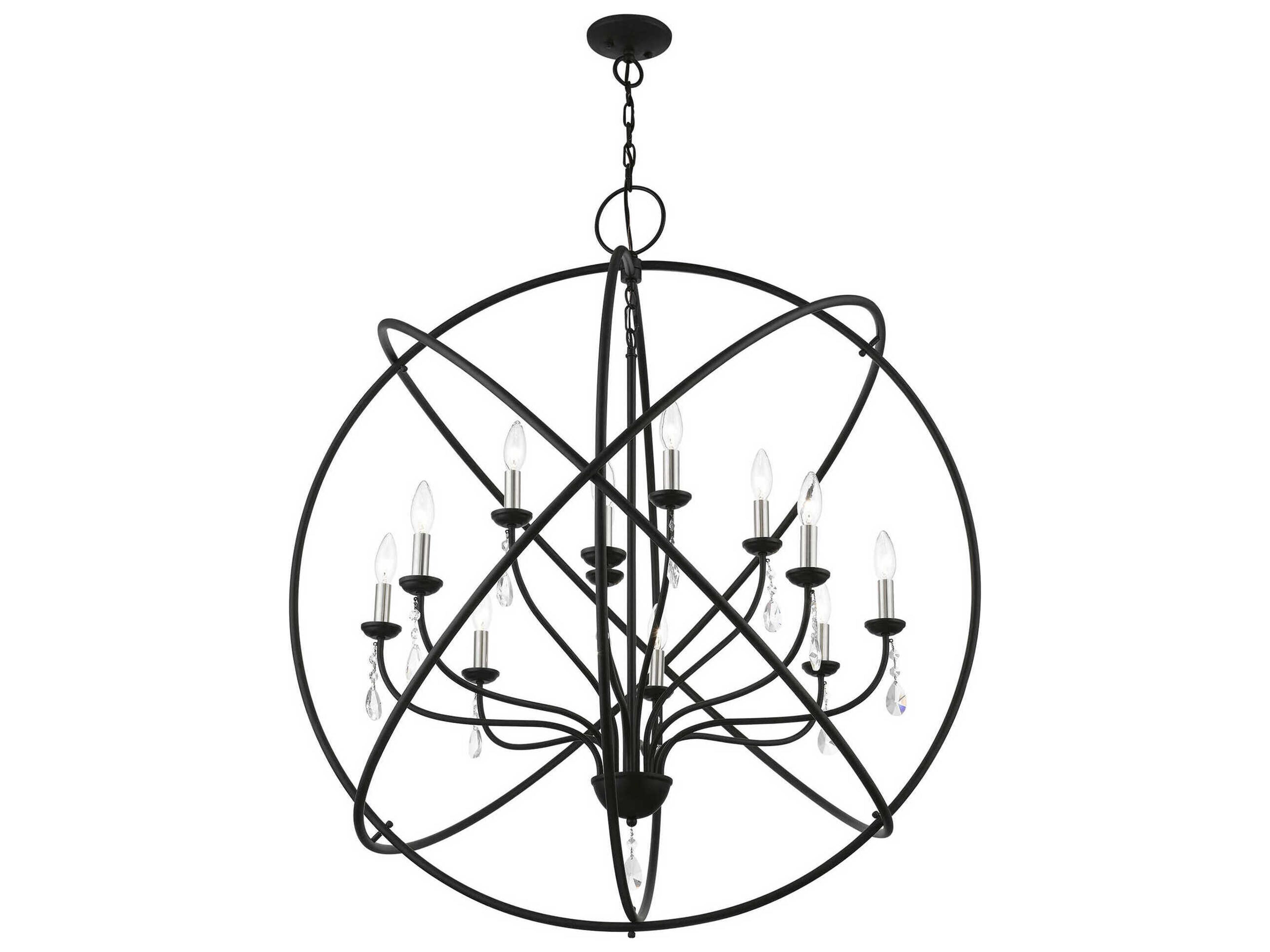 Livex Lighting Aria 12-Light Black Brushed Nickel Crystal Candelabra Chandelier