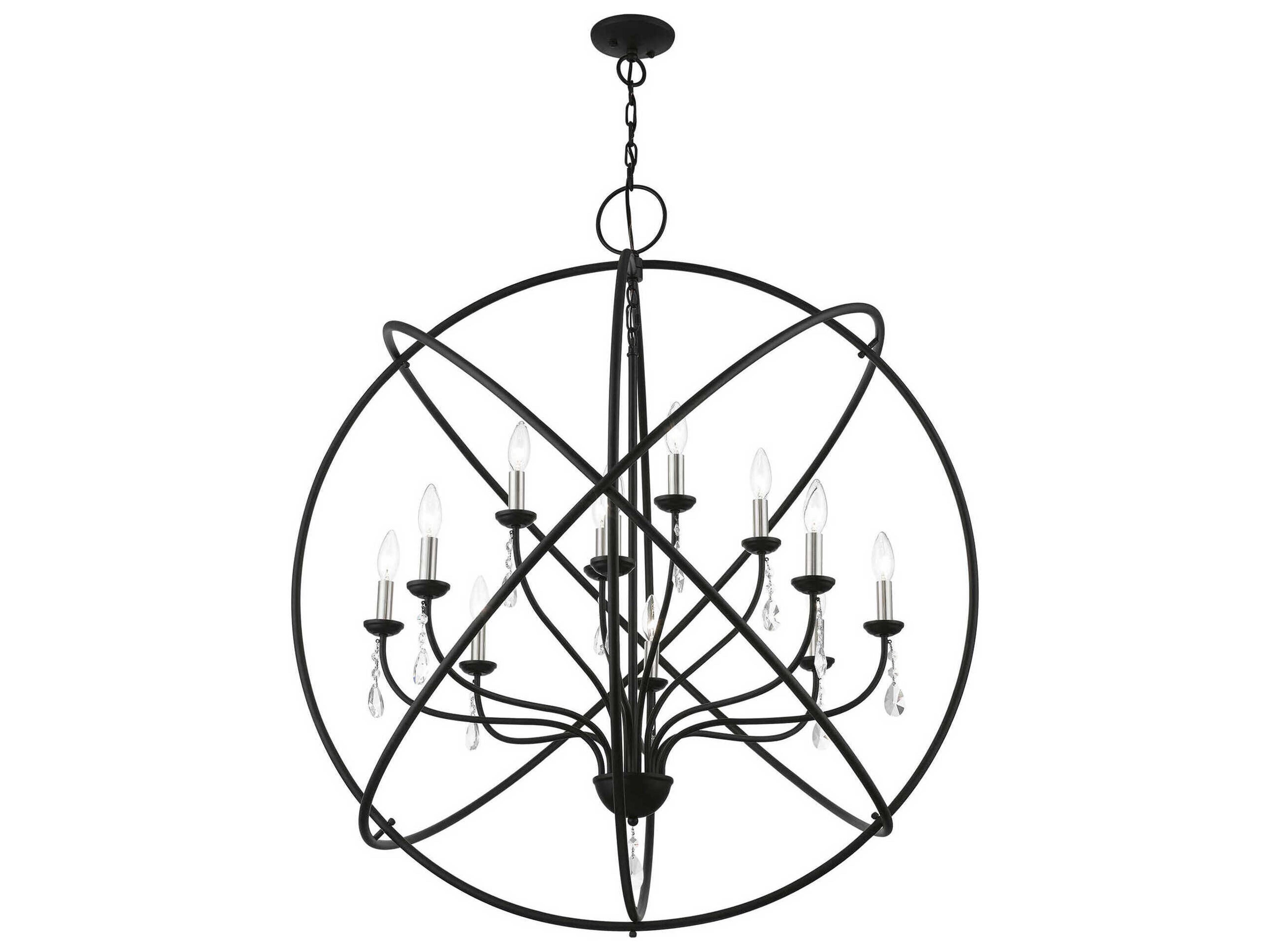 Livex Lighting Aria 12-Light Black Brushed Nickel Crystal Candelabra Chandelier
