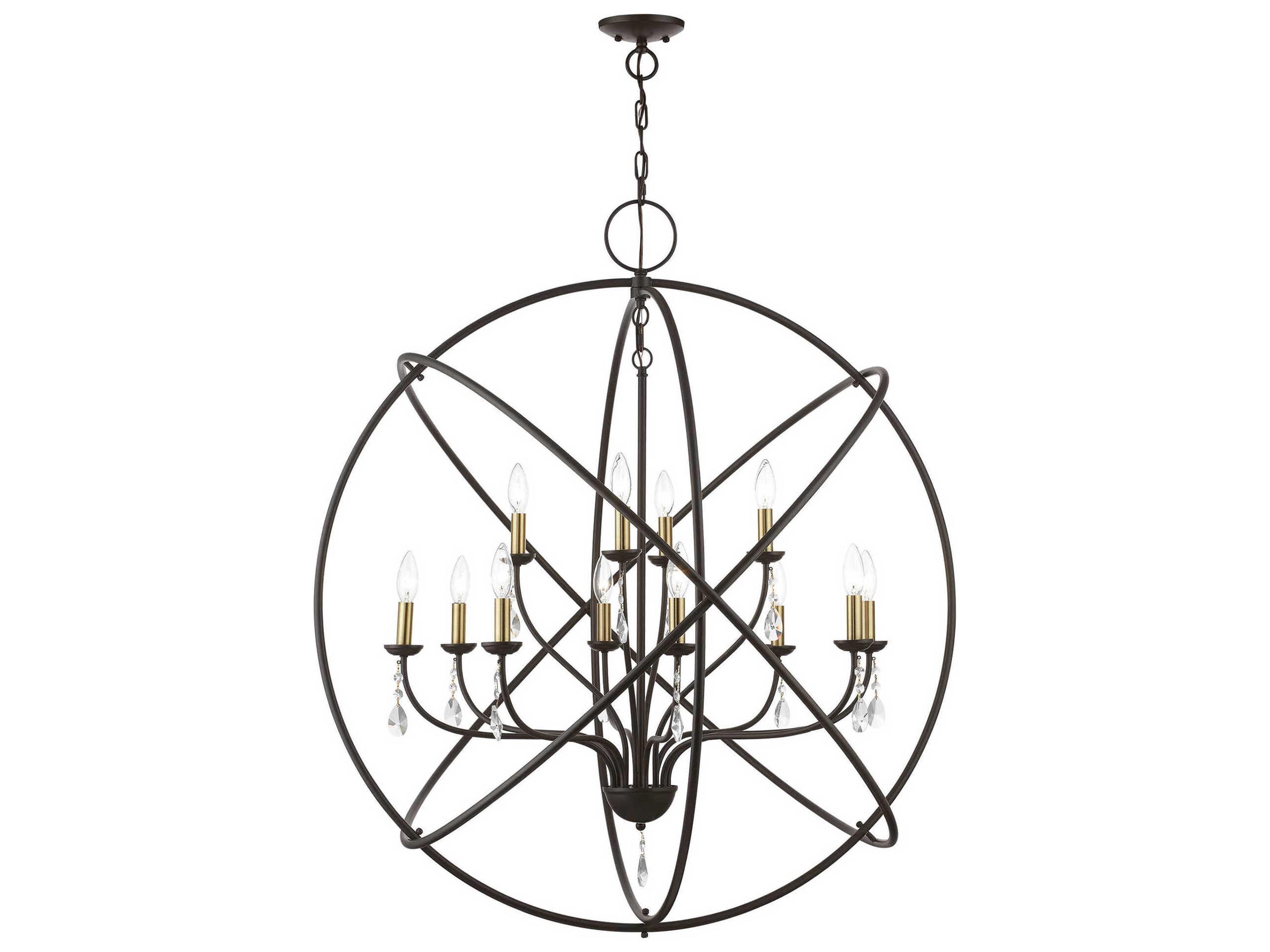 Aria 12-Light Bronze Antique Brass Crystal Candelabra Chandelier