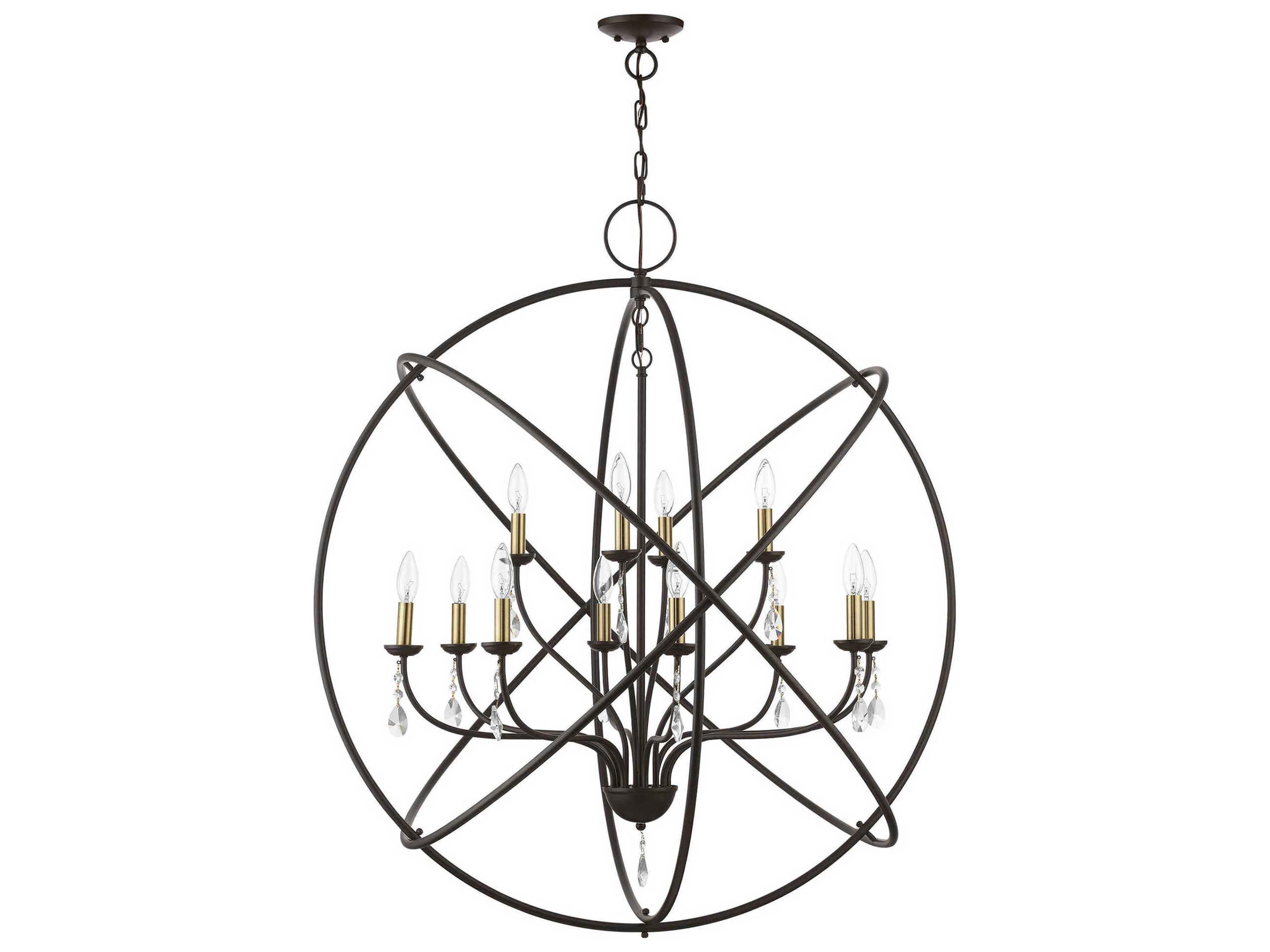 Livex Lighting Aria 12-Light Bronze Antique Brass Crystal Candelabra Chandelier