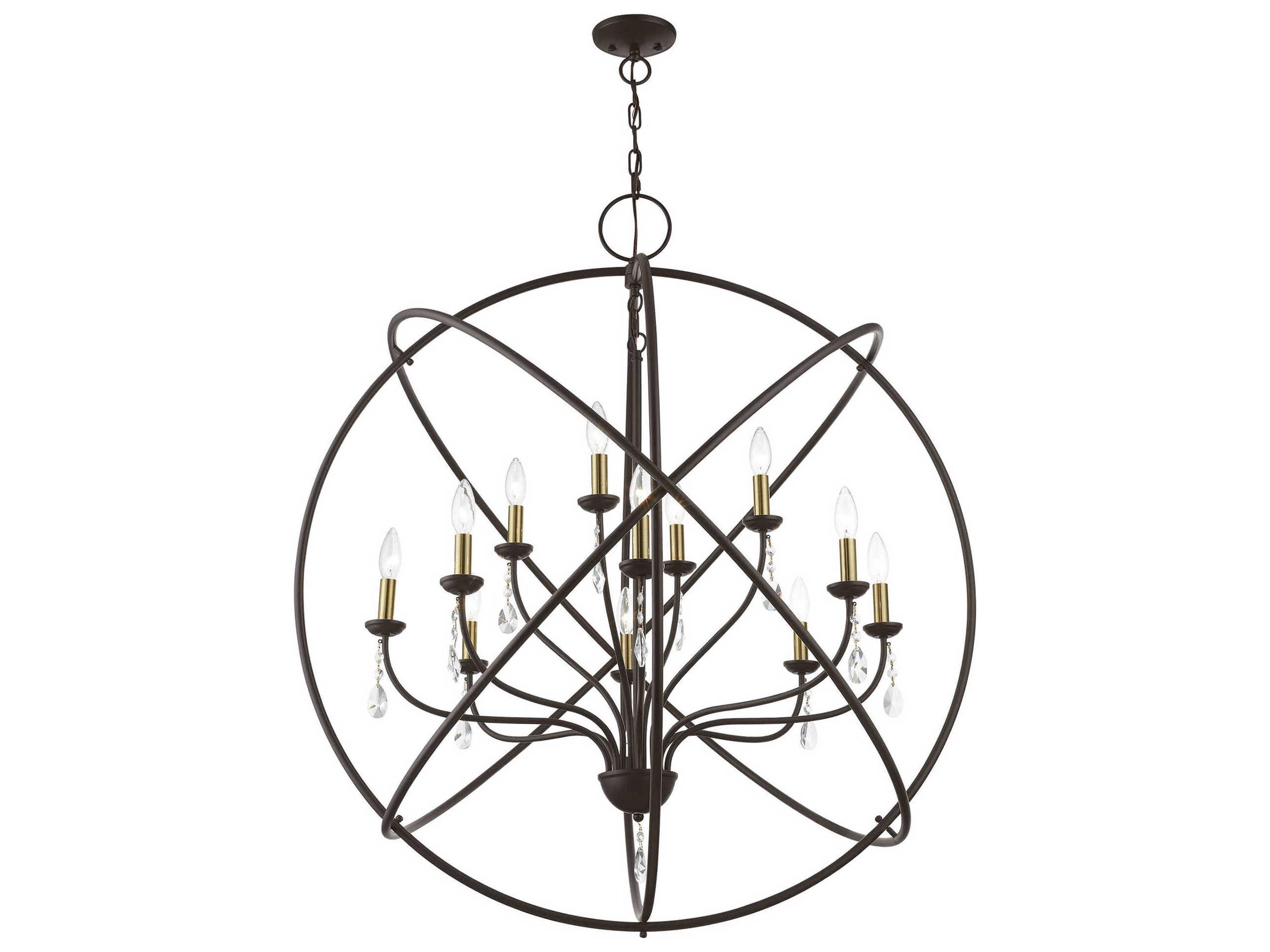 Livex Lighting Aria 12-Light Bronze Antique Brass Crystal Candelabra Chandelier
