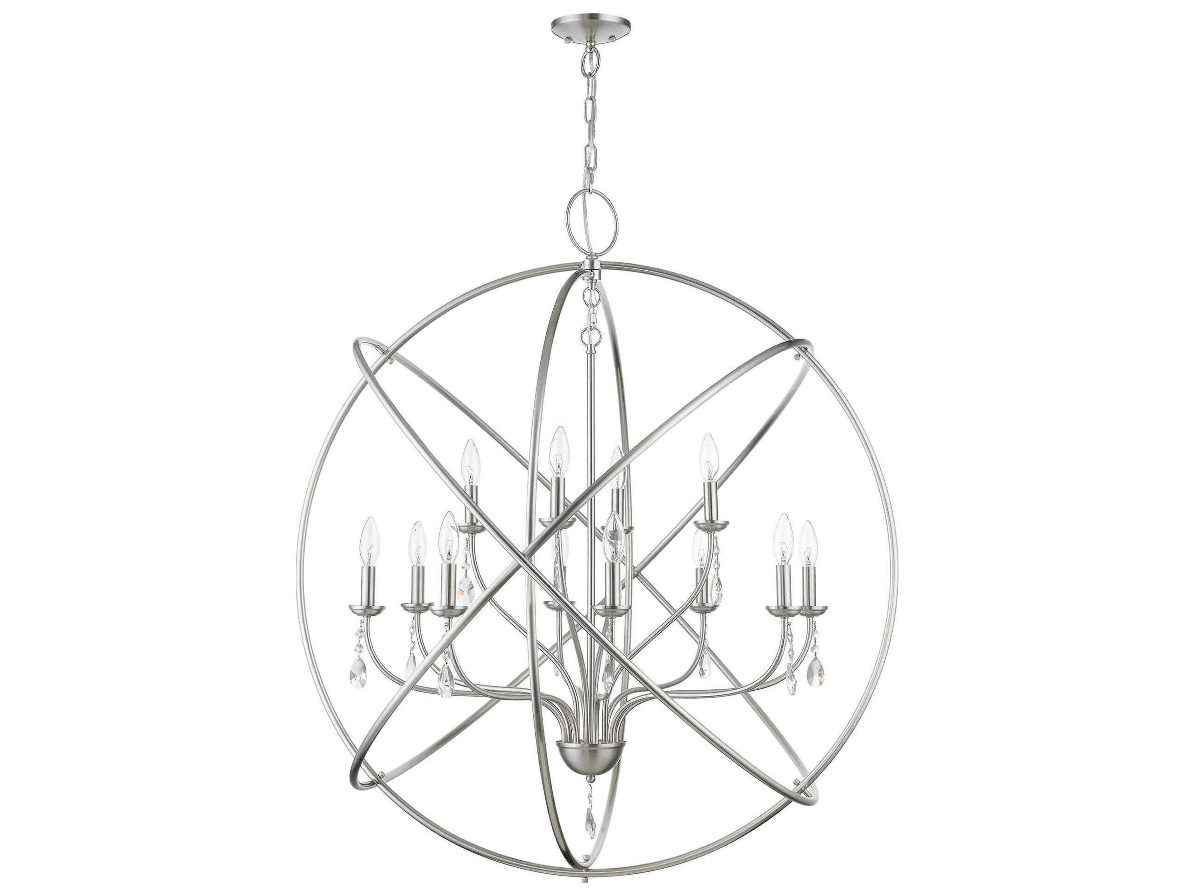 Livex Lighting Aria 12-Light Brushed Nickel Crystal Candelabra Chandelier