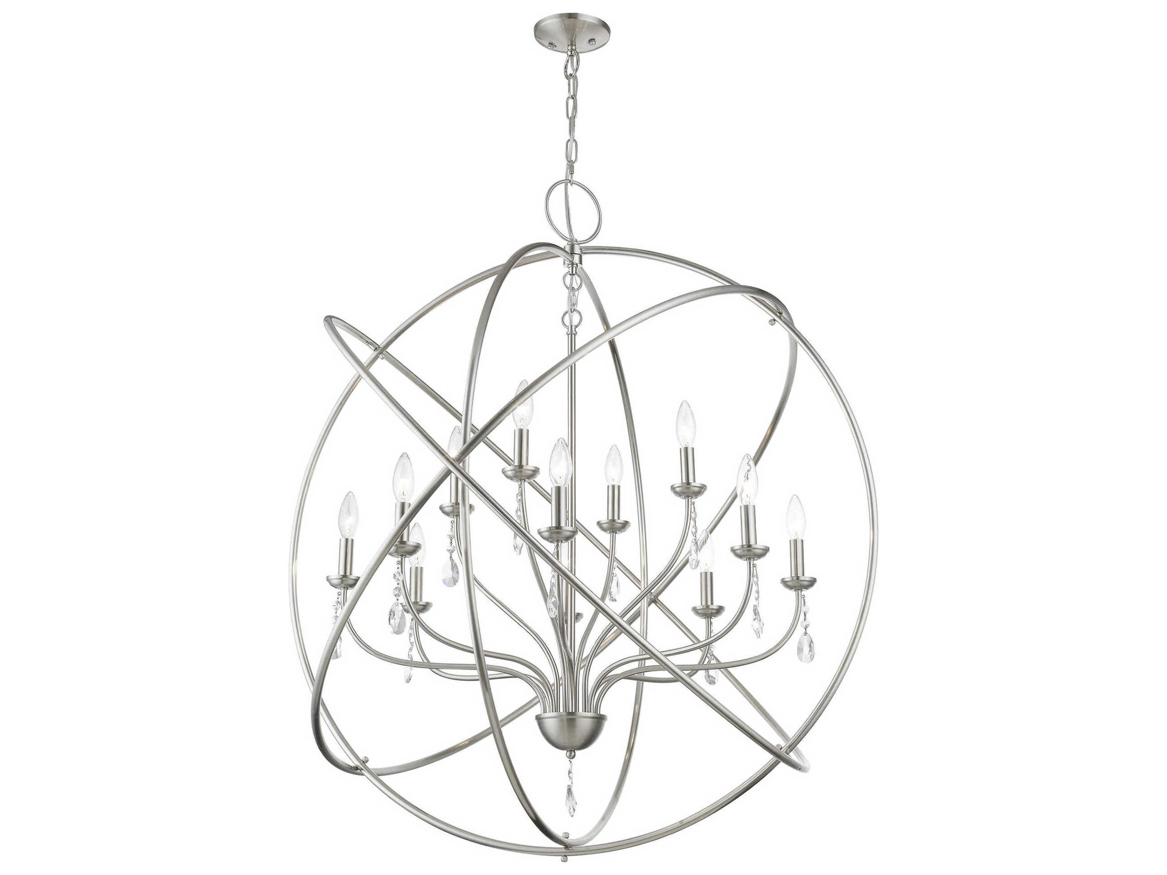 Livex Lighting Aria 12-Light Brushed Nickel Crystal Candelabra Chandelier