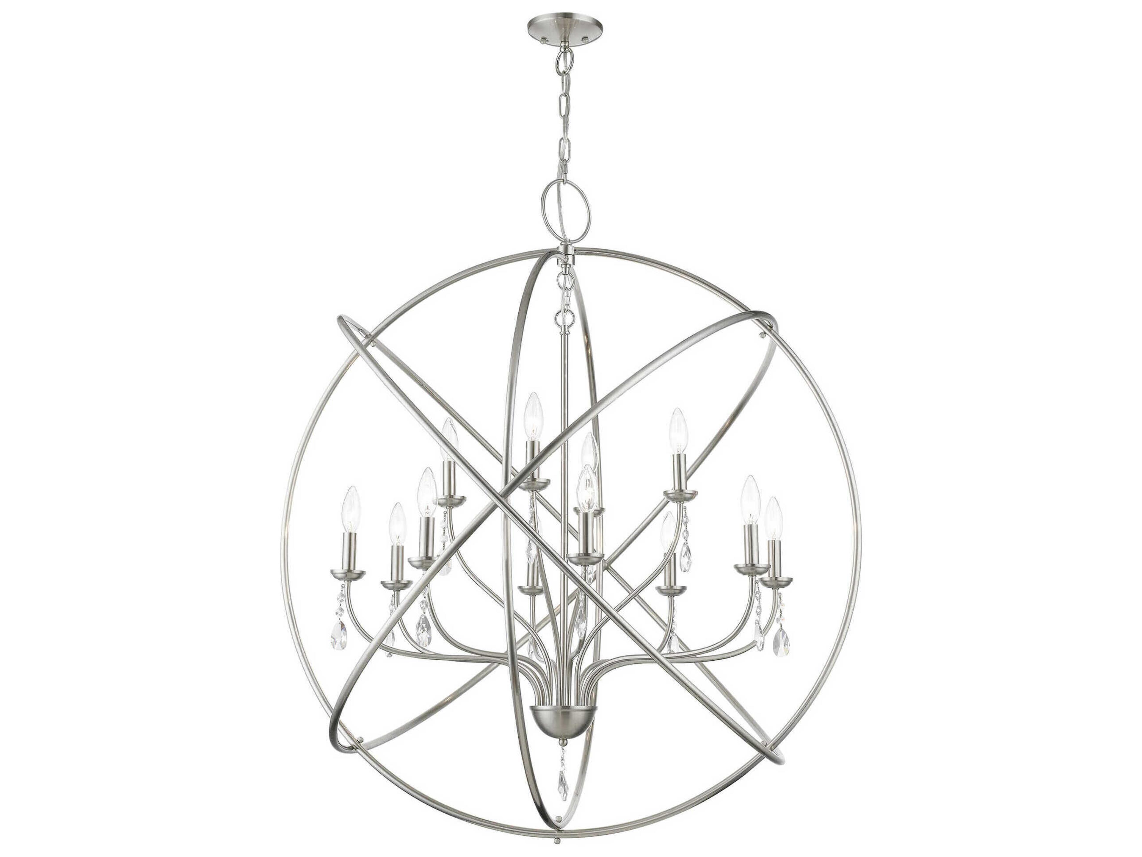 Livex Lighting Aria 12-Light Brushed Nickel Crystal Candelabra Chandelier