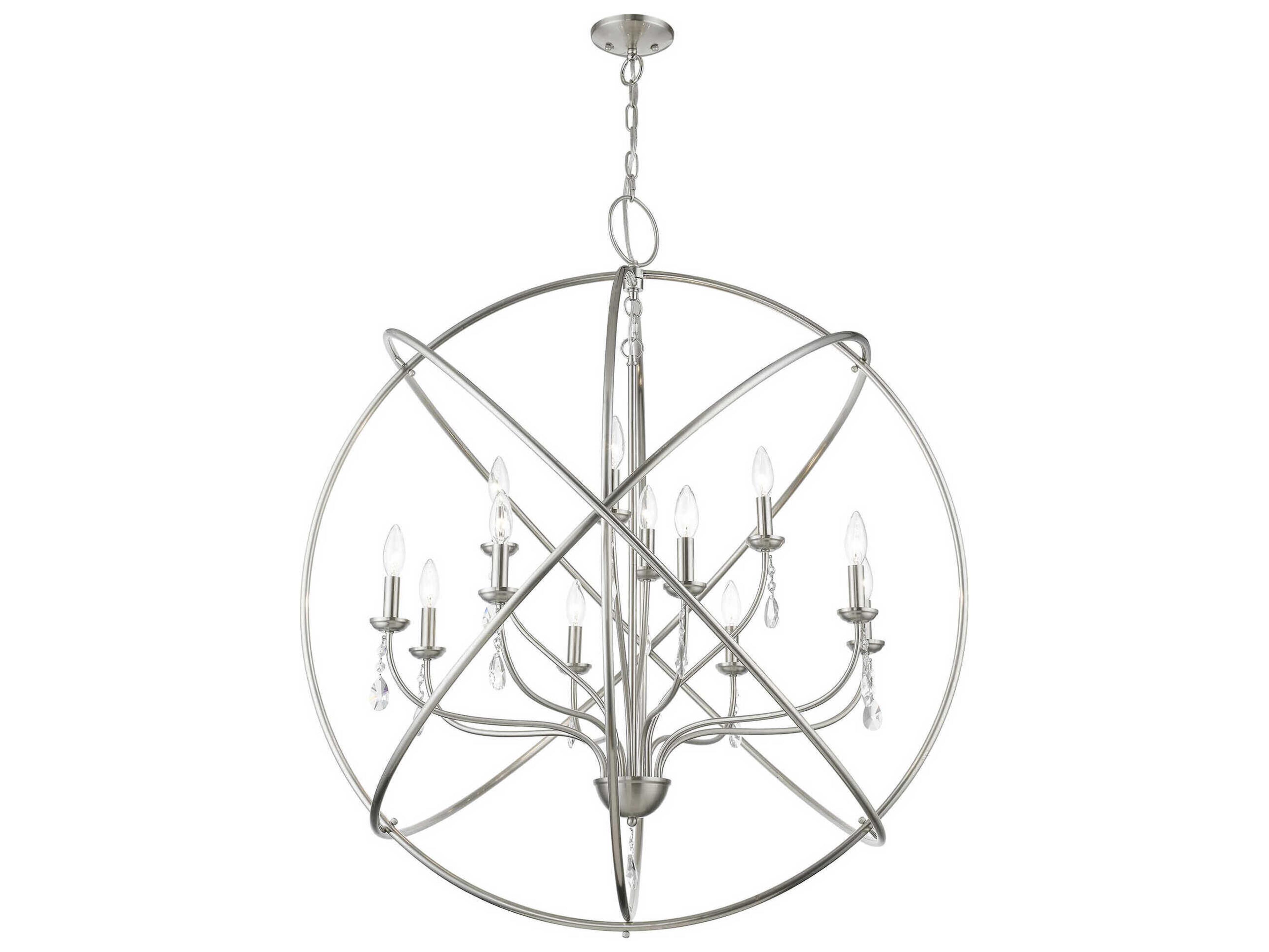 Livex Lighting Aria 12-Light Brushed Nickel Crystal Candelabra Chandelier