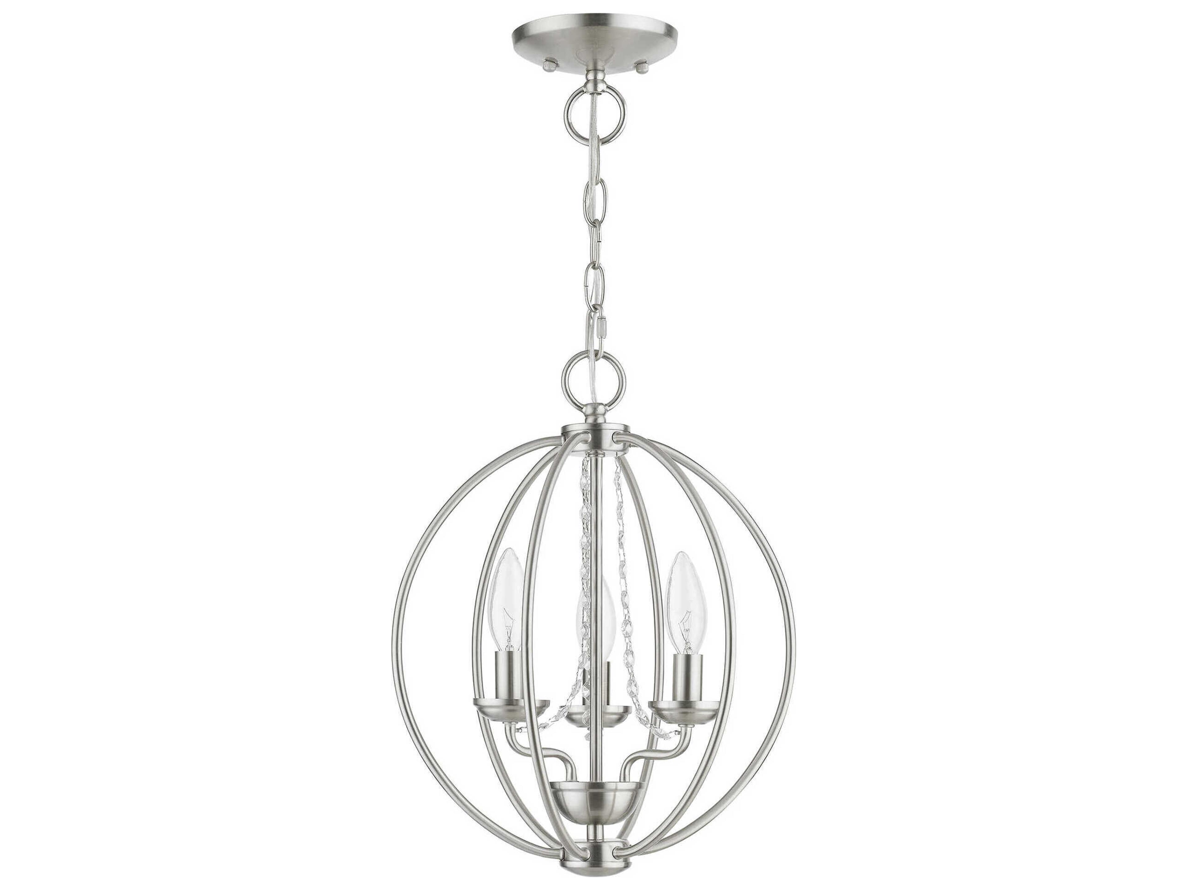 Livex Lighting Arabella 3-Light Brushed Nickel Crystal Candelabra Chandelier