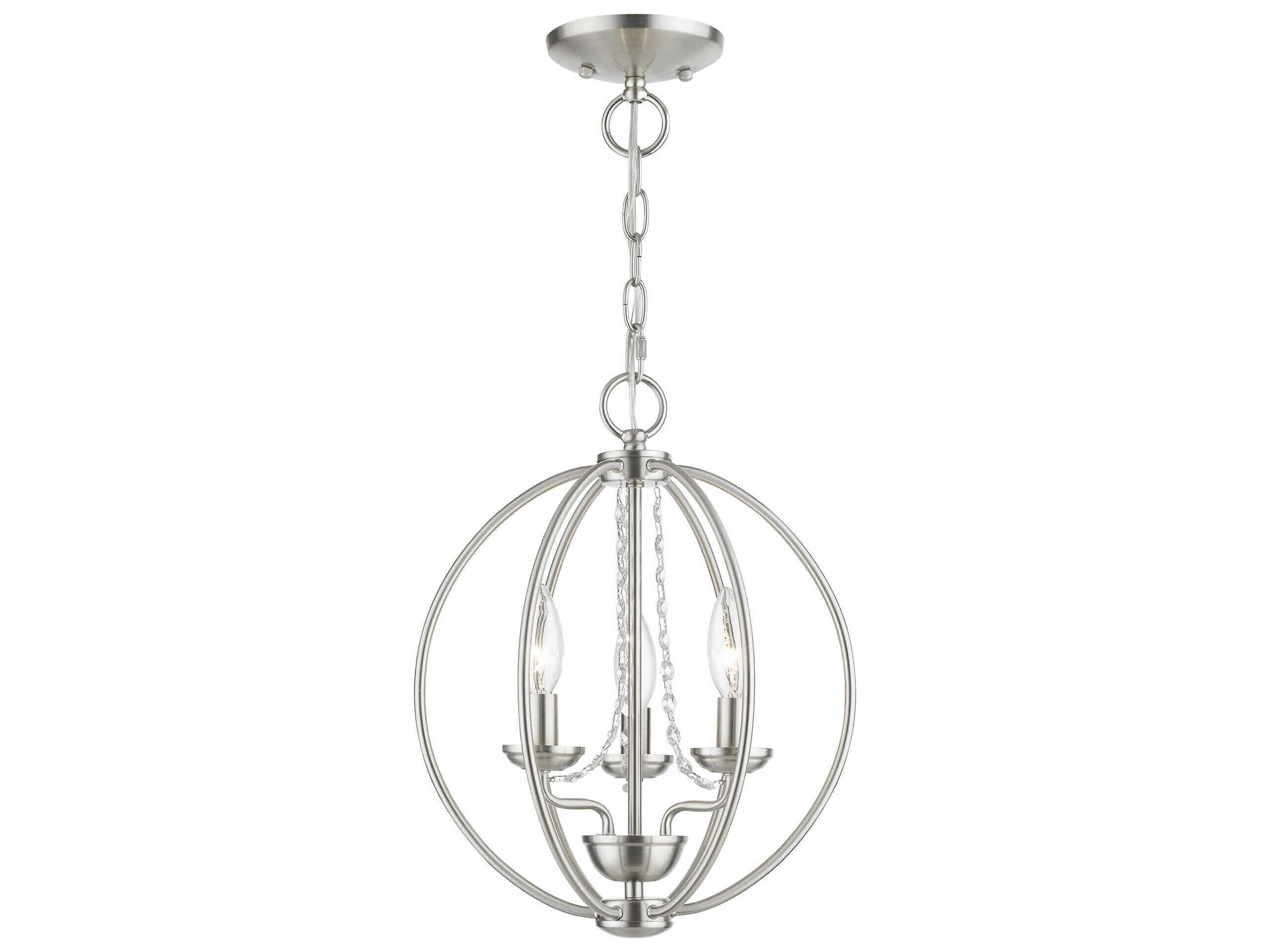 Livex Lighting Arabella 3-Light Brushed Nickel Crystal Candelabra Chandelier
