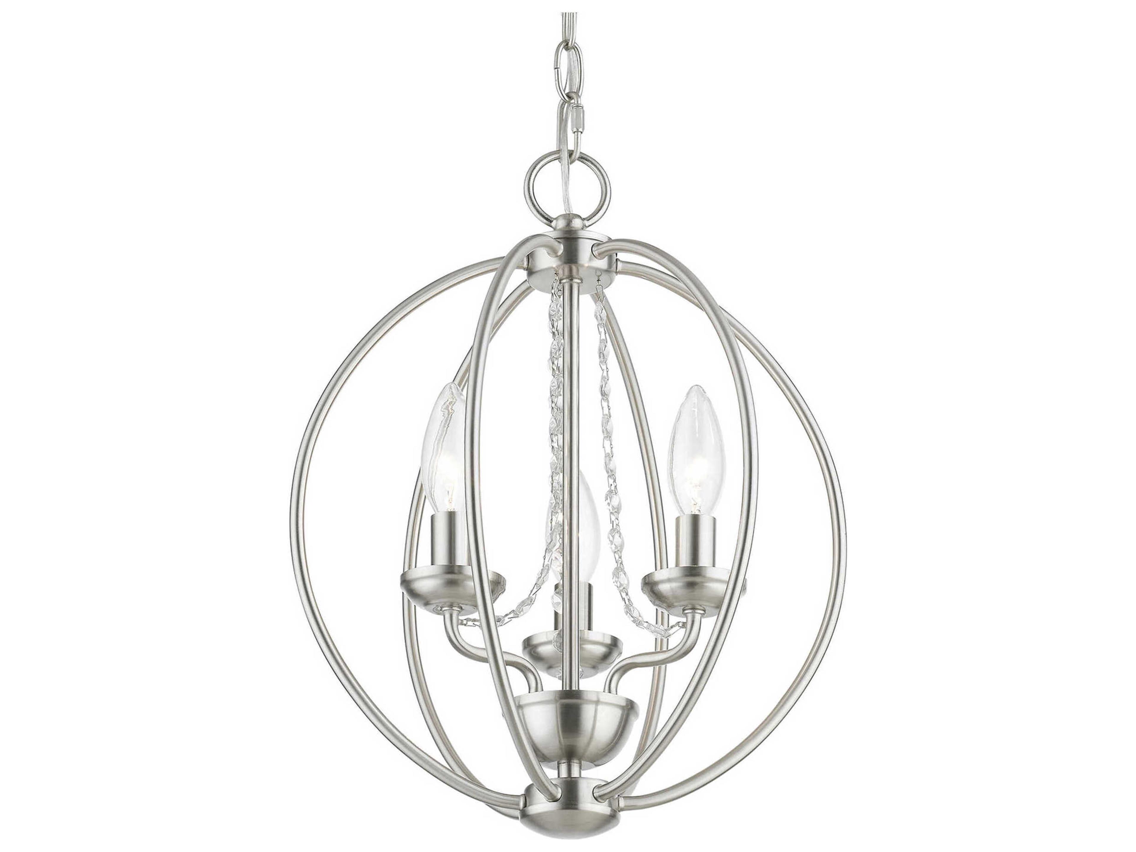 Livex Lighting Arabella 3-Light Brushed Nickel Crystal Candelabra Chandelier
