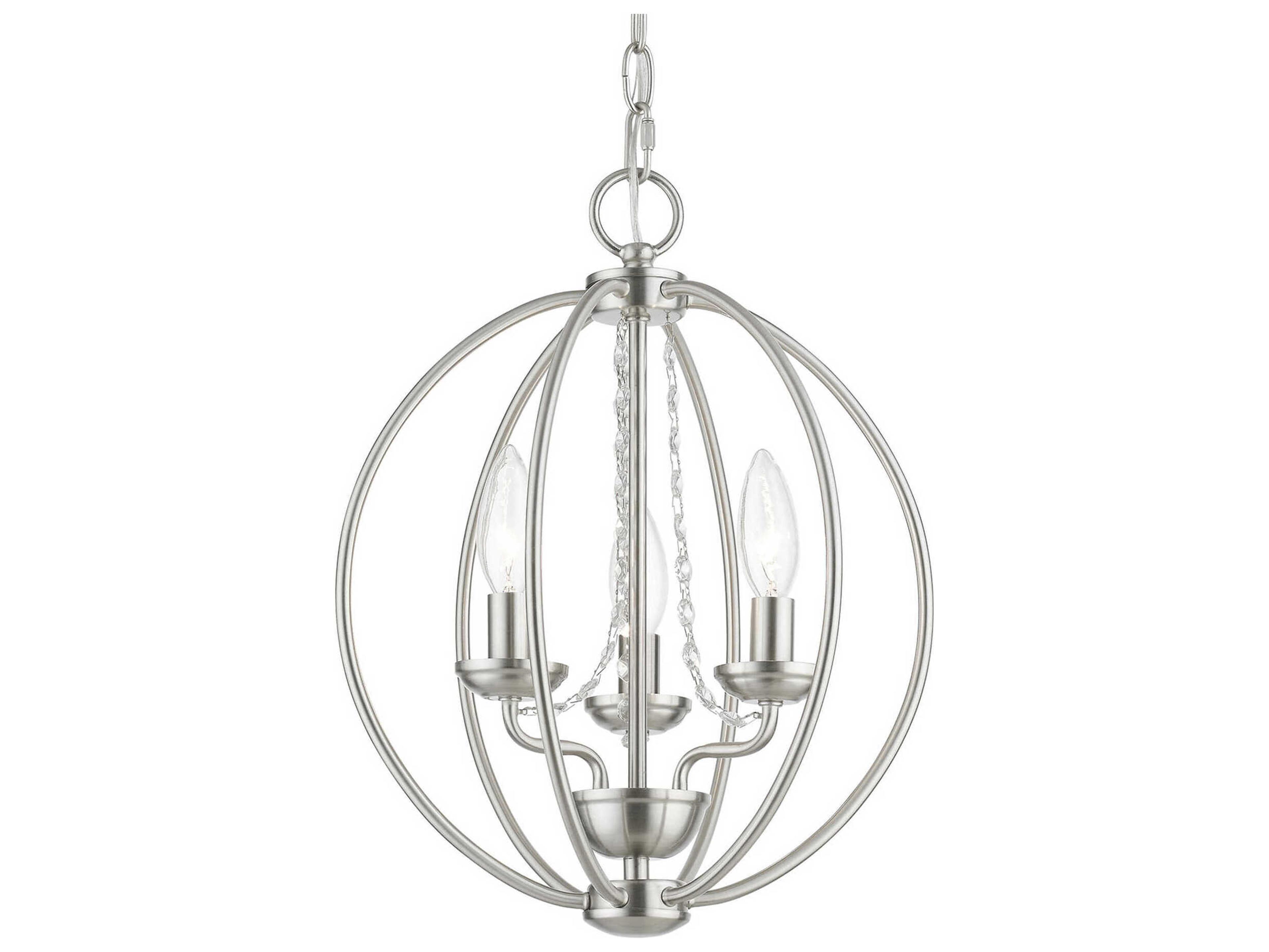 Livex Lighting Arabella 3-Light Brushed Nickel Crystal Candelabra Chandelier