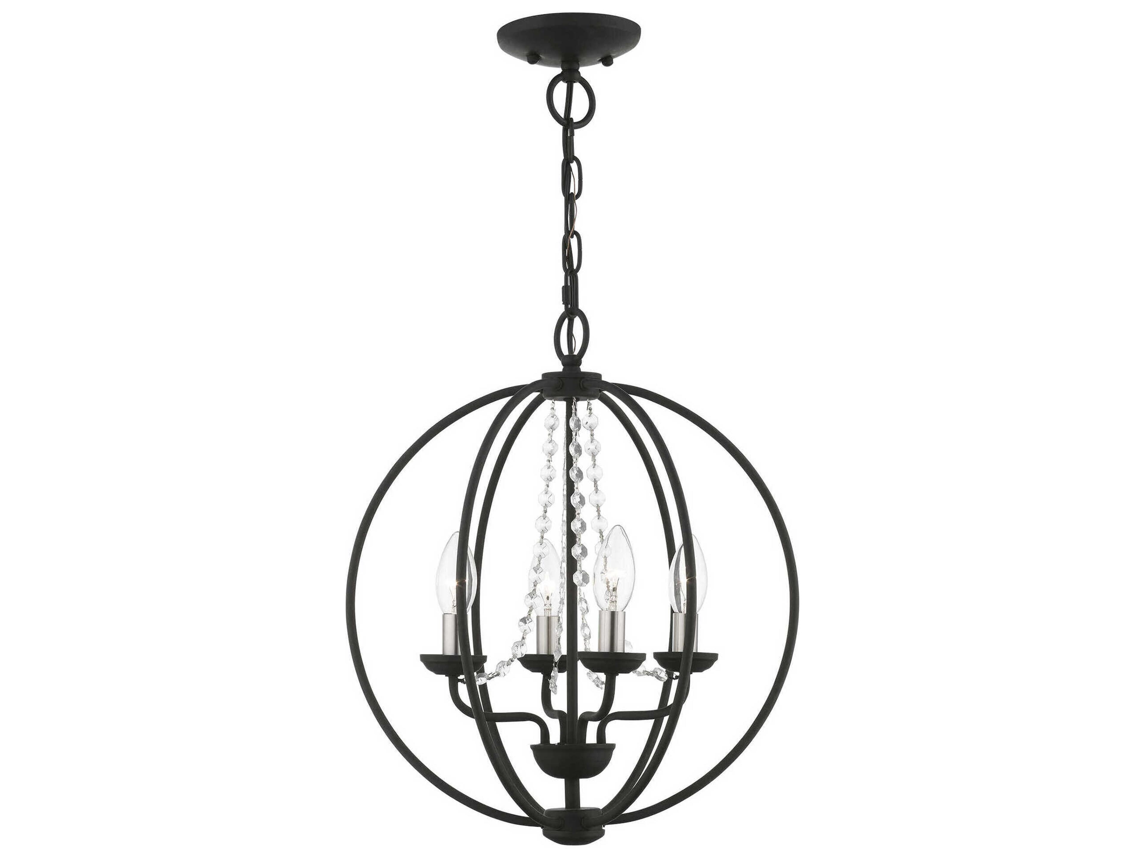 Arabella 4-Light Black Brushed Nickel Crystal Candelabra Chandelier