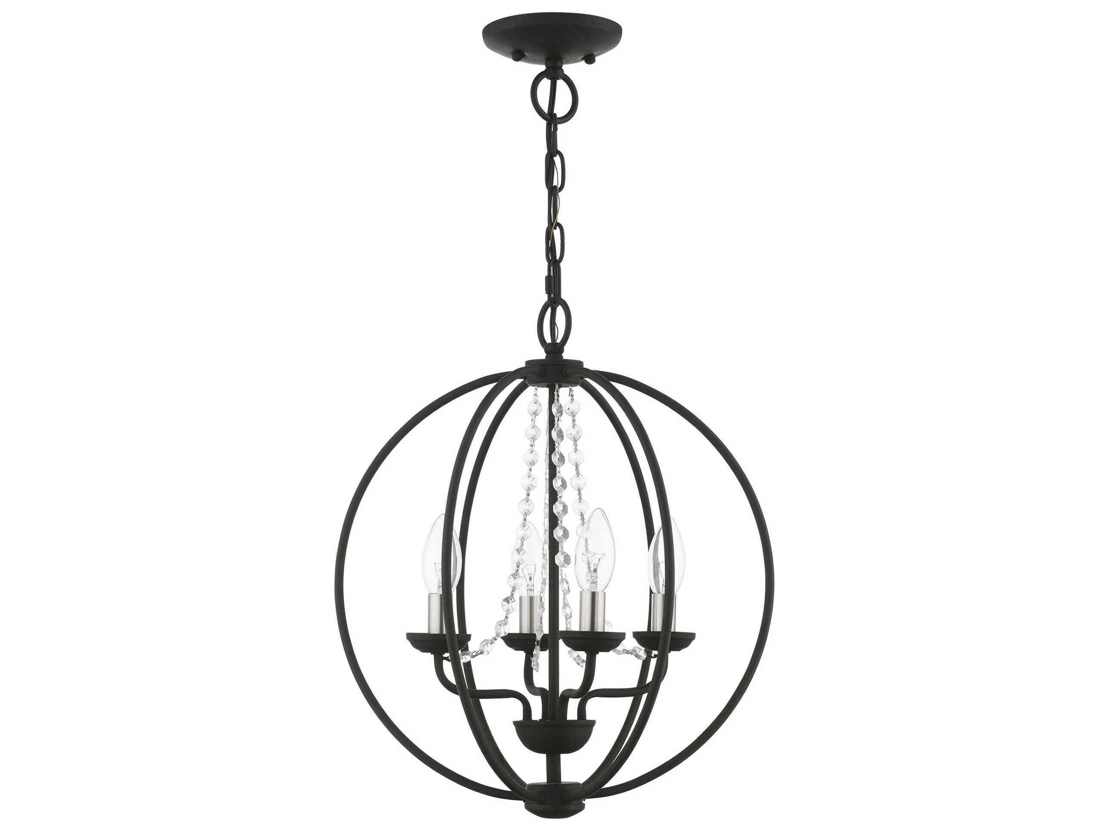 Livex Lighting Arabella 4-Light Black Brushed Nickel Crystal Candelabra Chandelier
