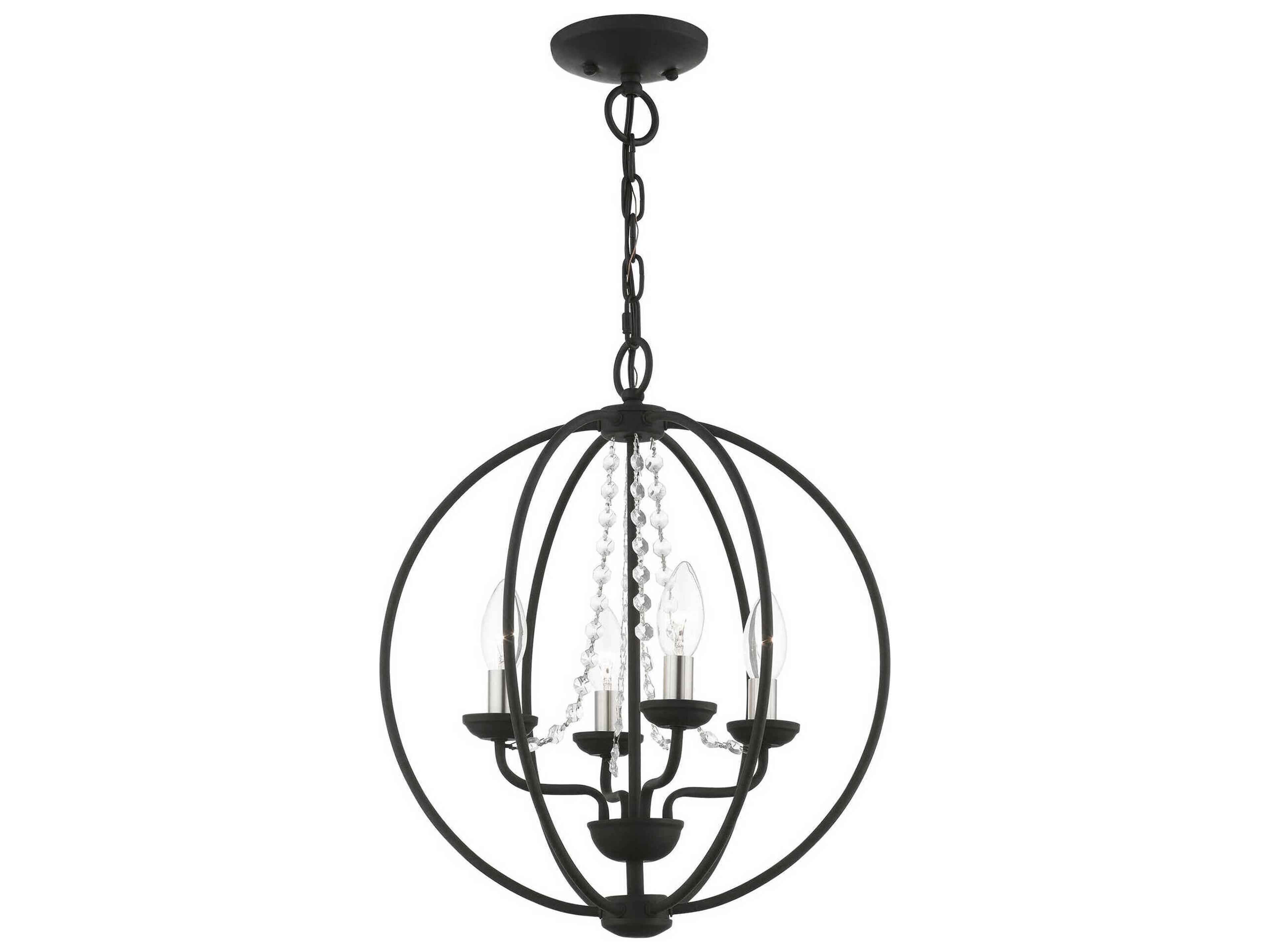 Livex Lighting Arabella 4-Light Black Brushed Nickel Crystal Candelabra Chandelier