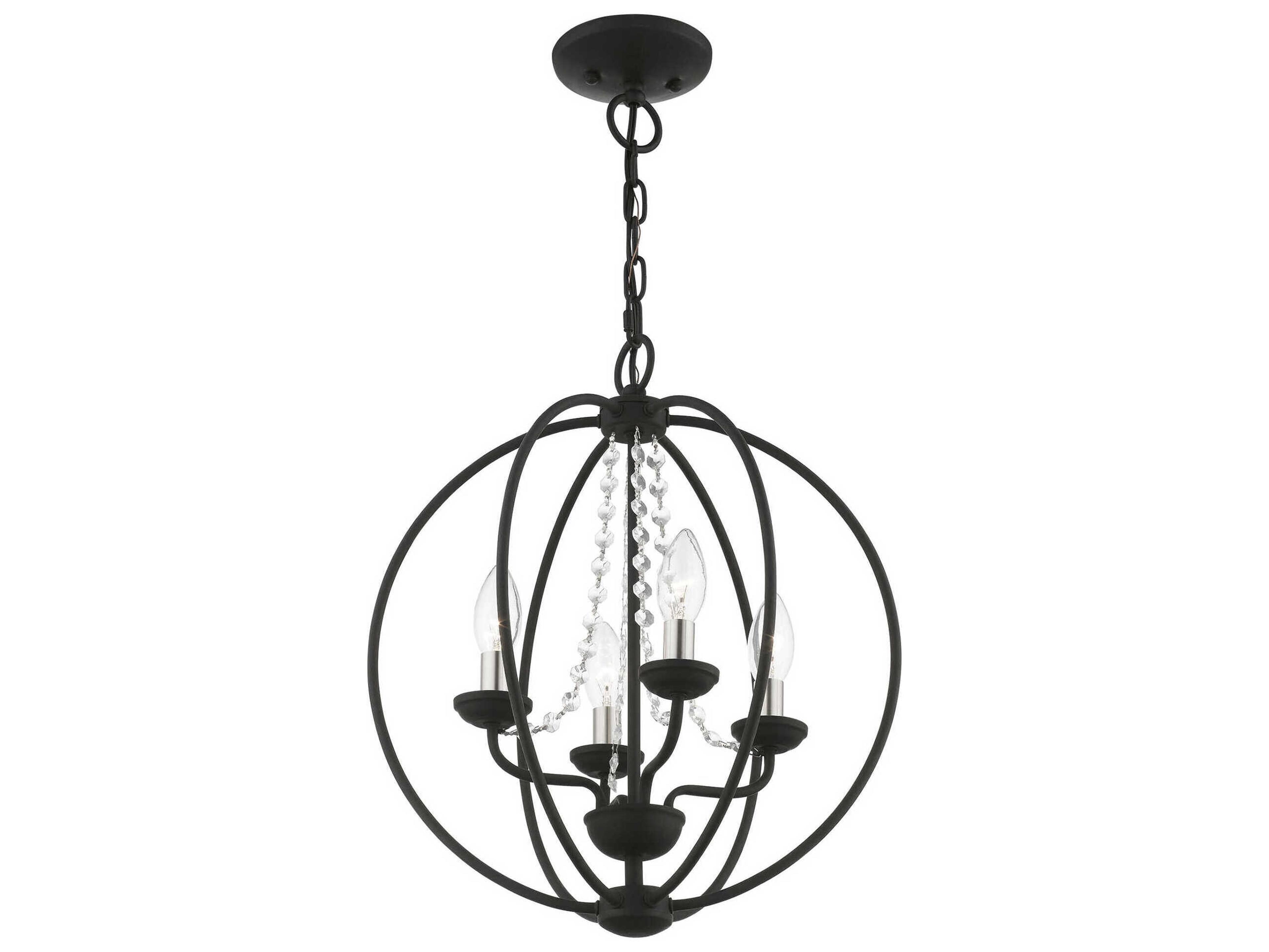 Livex Lighting Arabella 4-Light Black Brushed Nickel Crystal Candelabra Chandelier