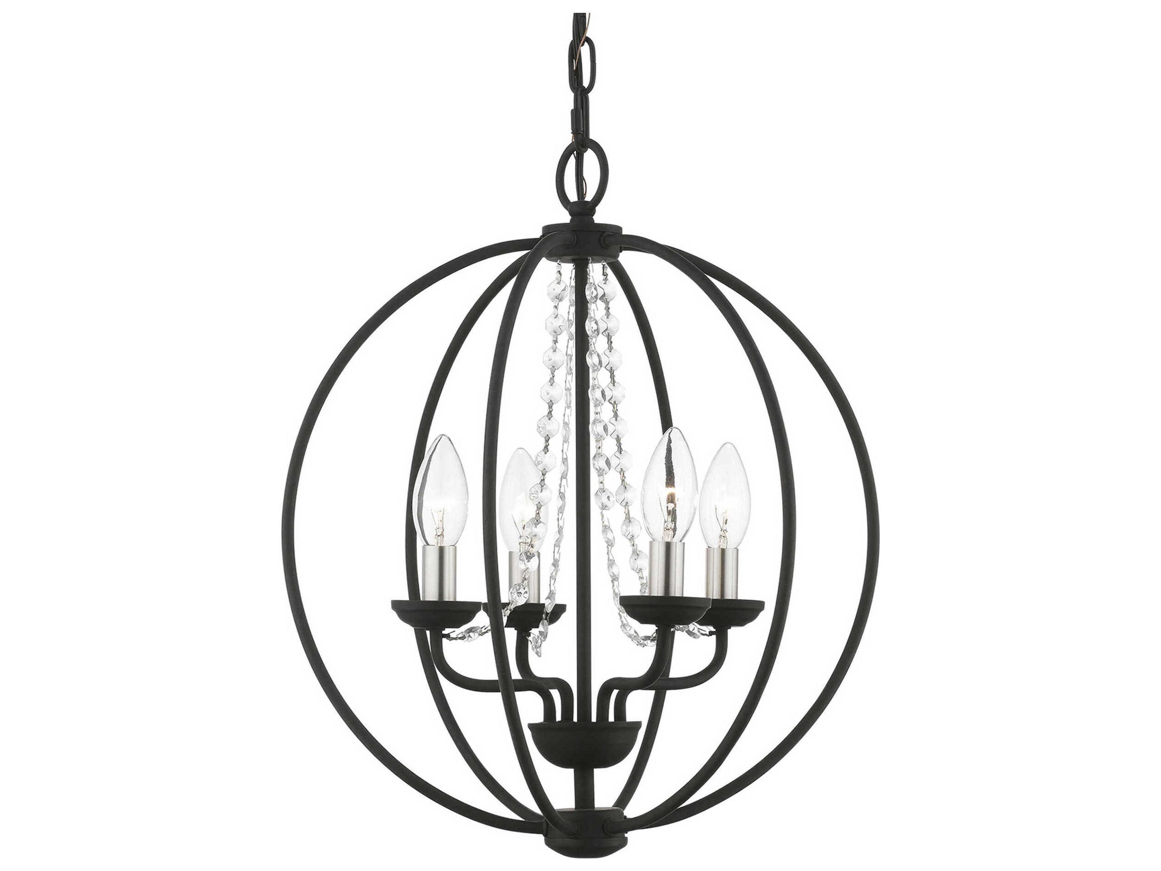 Livex Lighting Arabella 4-Light Black Brushed Nickel Crystal Candelabra Chandelier