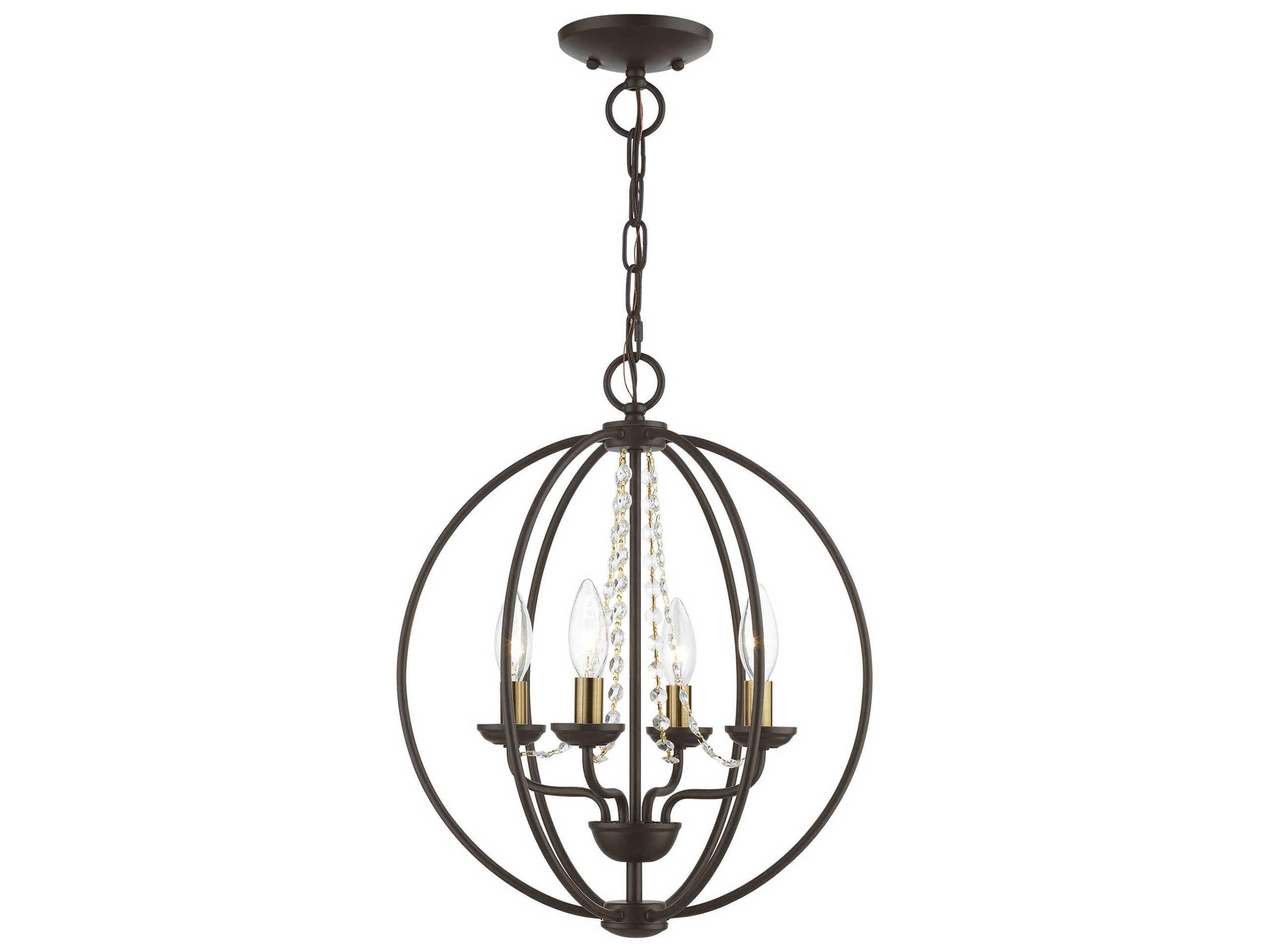 Arabella 4-Light Bronze Antique Brass Crystal Candelabra Chandelier