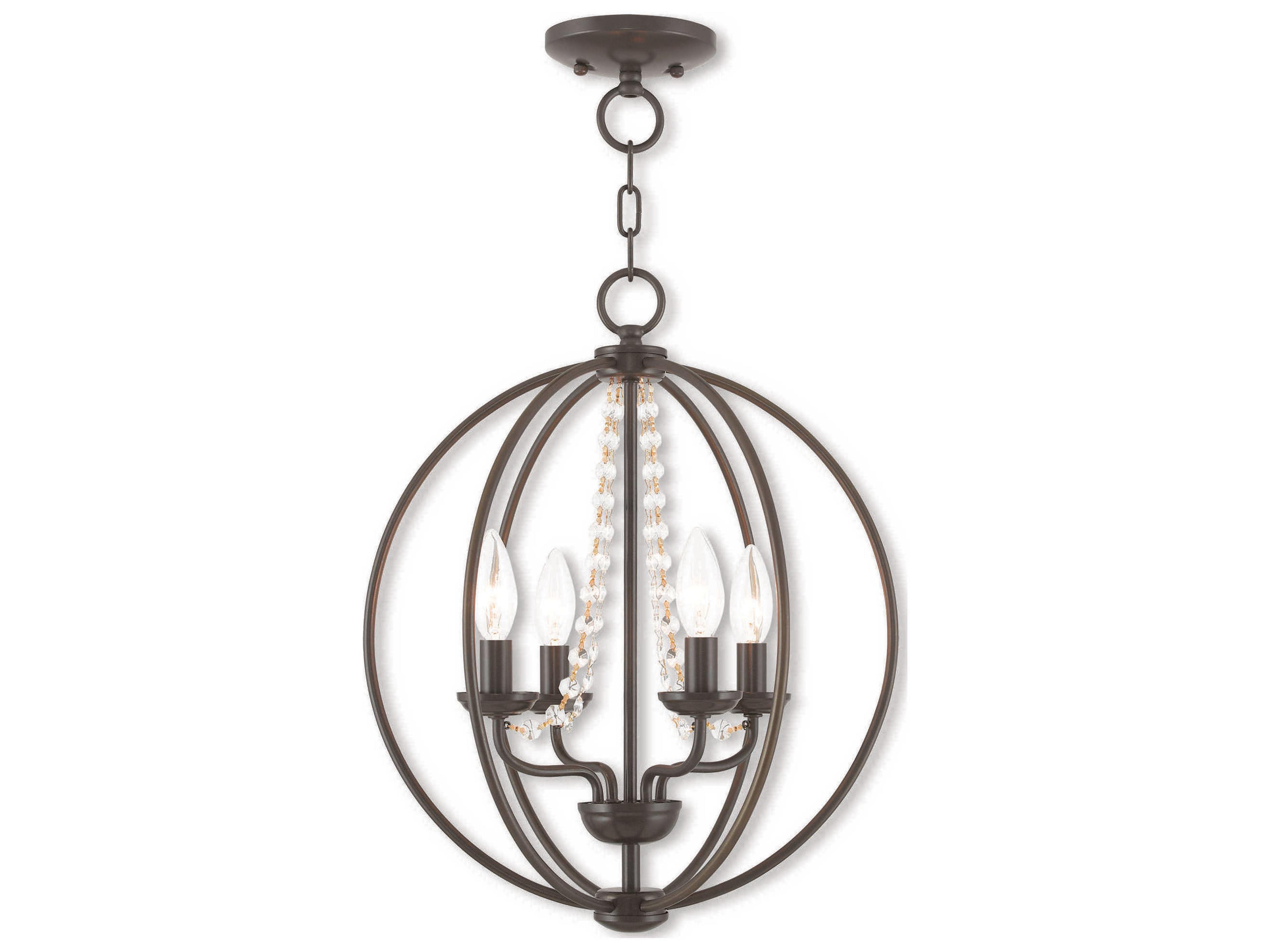 Arabella 4-Light English Bronze Crystal Candelabra Round Chandelier