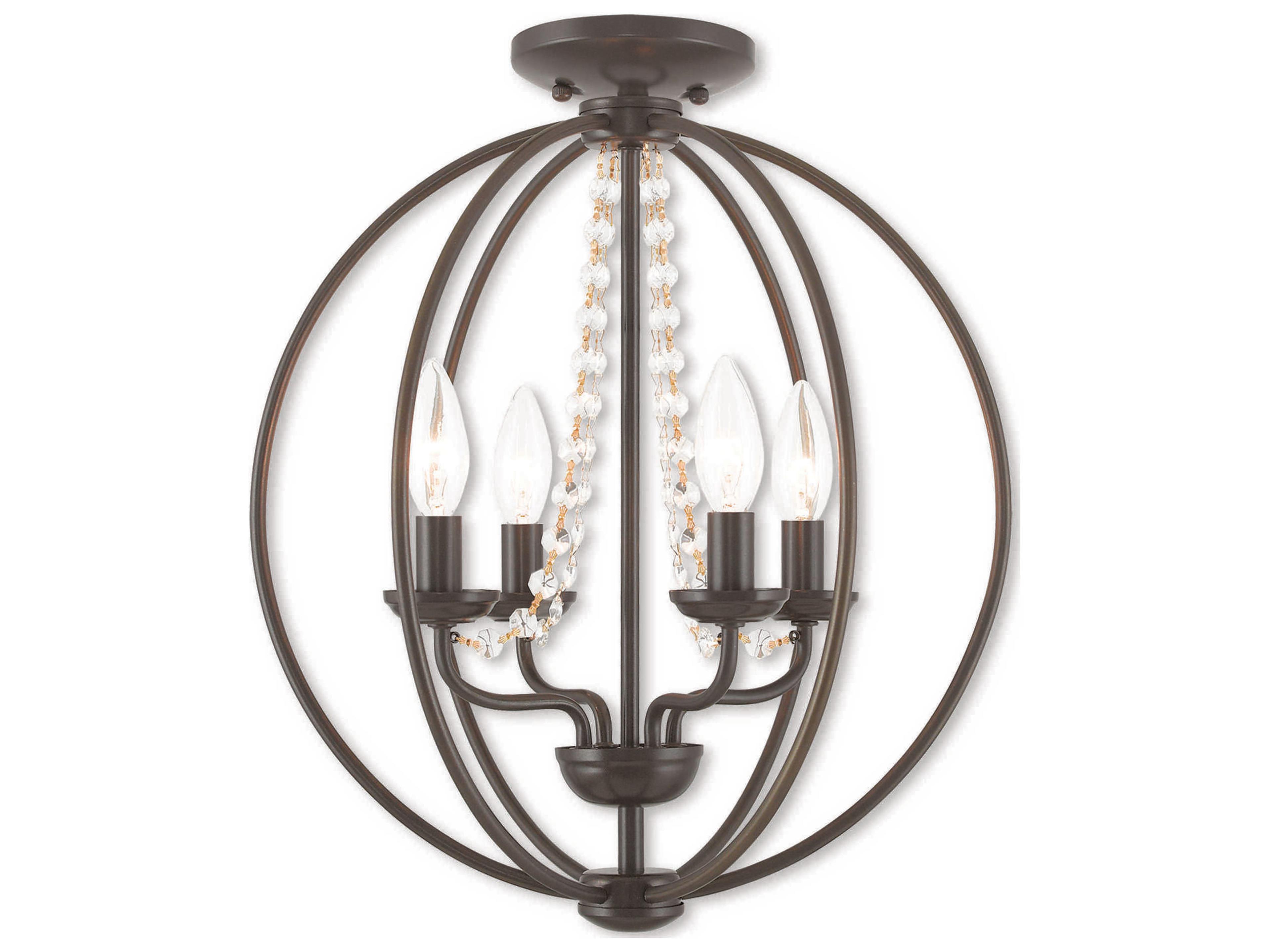 Livex Lighting Arabella 4-Light English Bronze Crystal Candelabra Round Chandelier