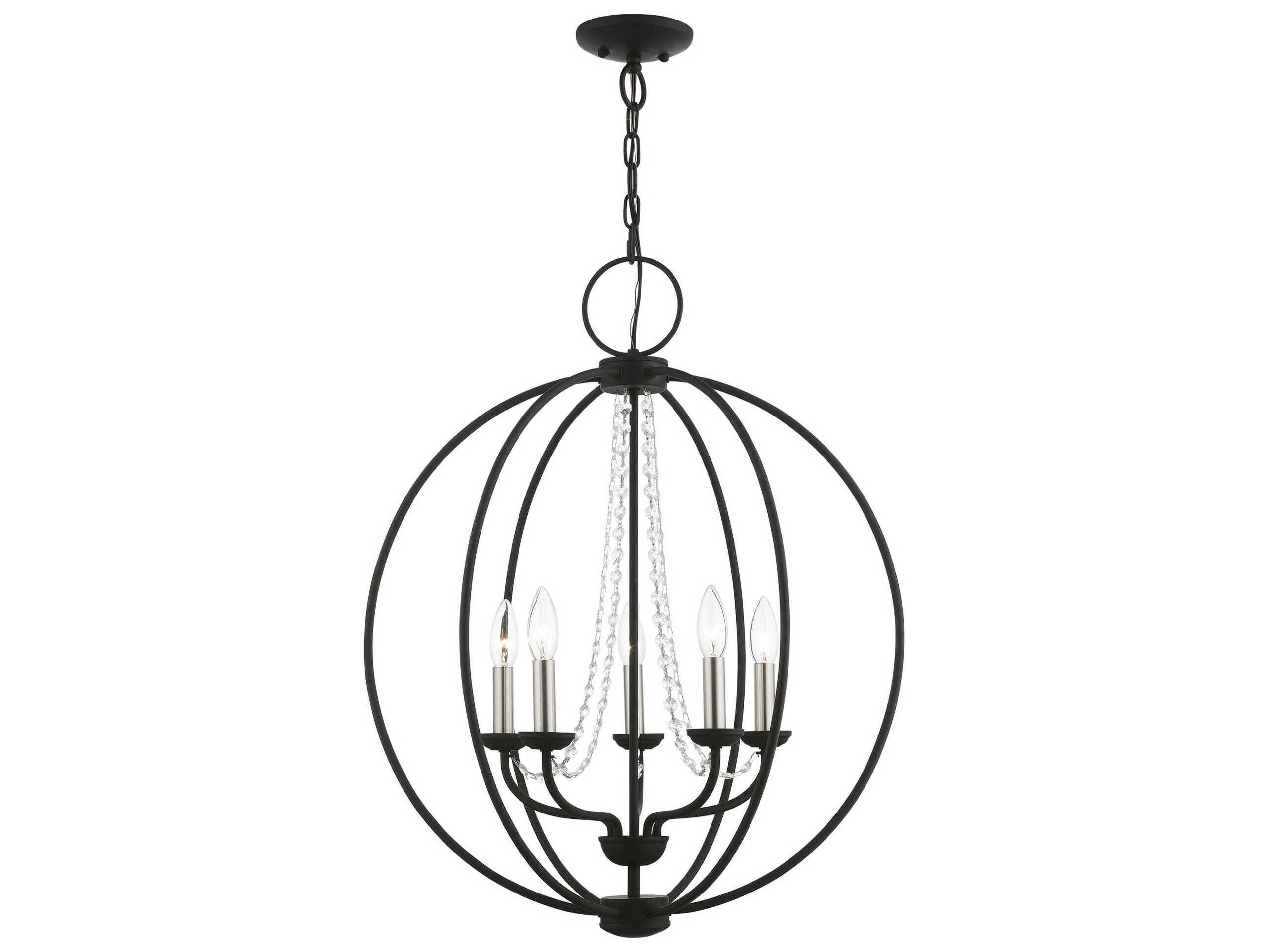 Arabella 5-Light Black Brushed Nickel Crystal Candelabra Chandelier