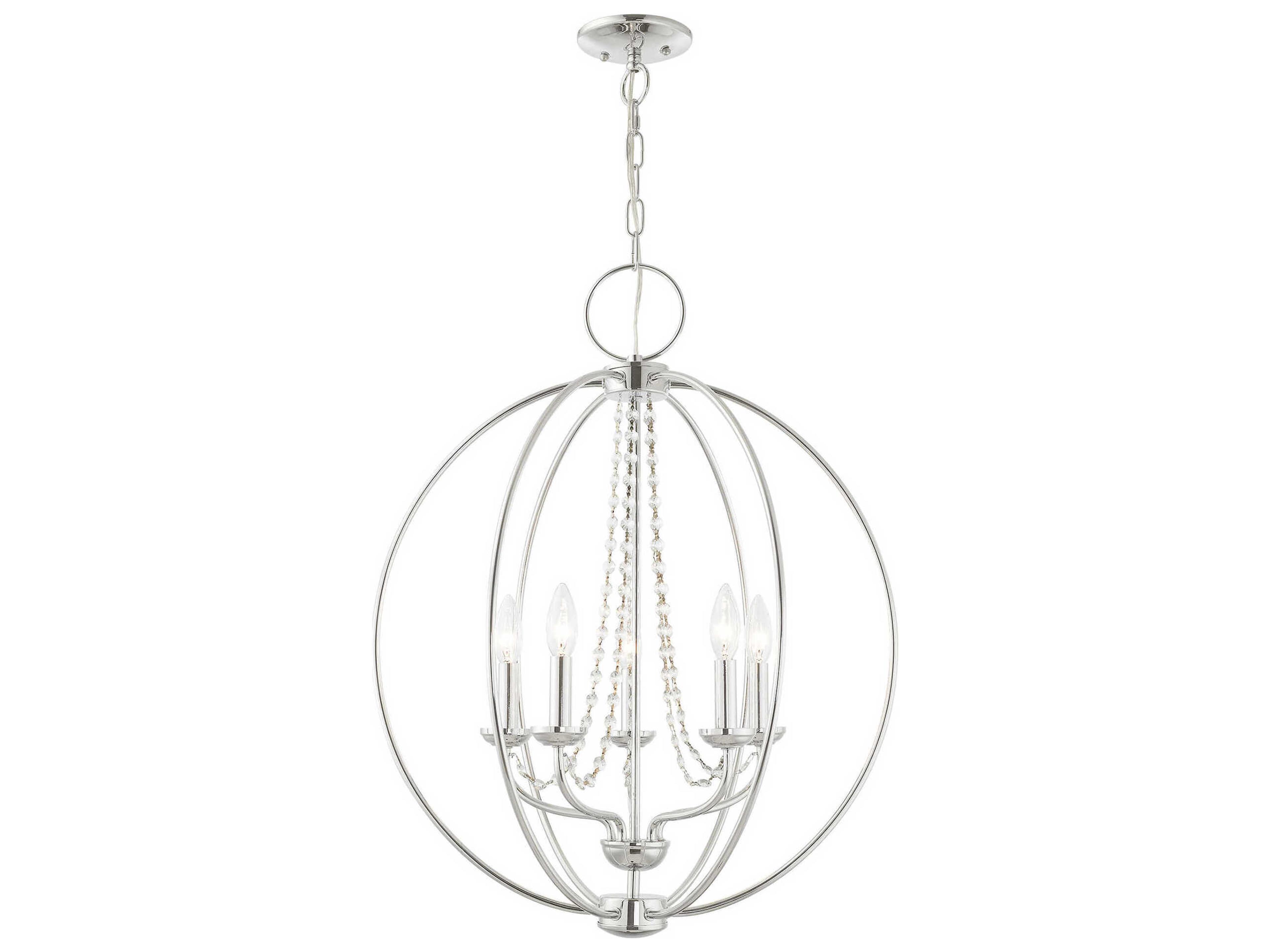 Arabella 5-Light Polished Chrome Crystal Candelabra Round Chandelier