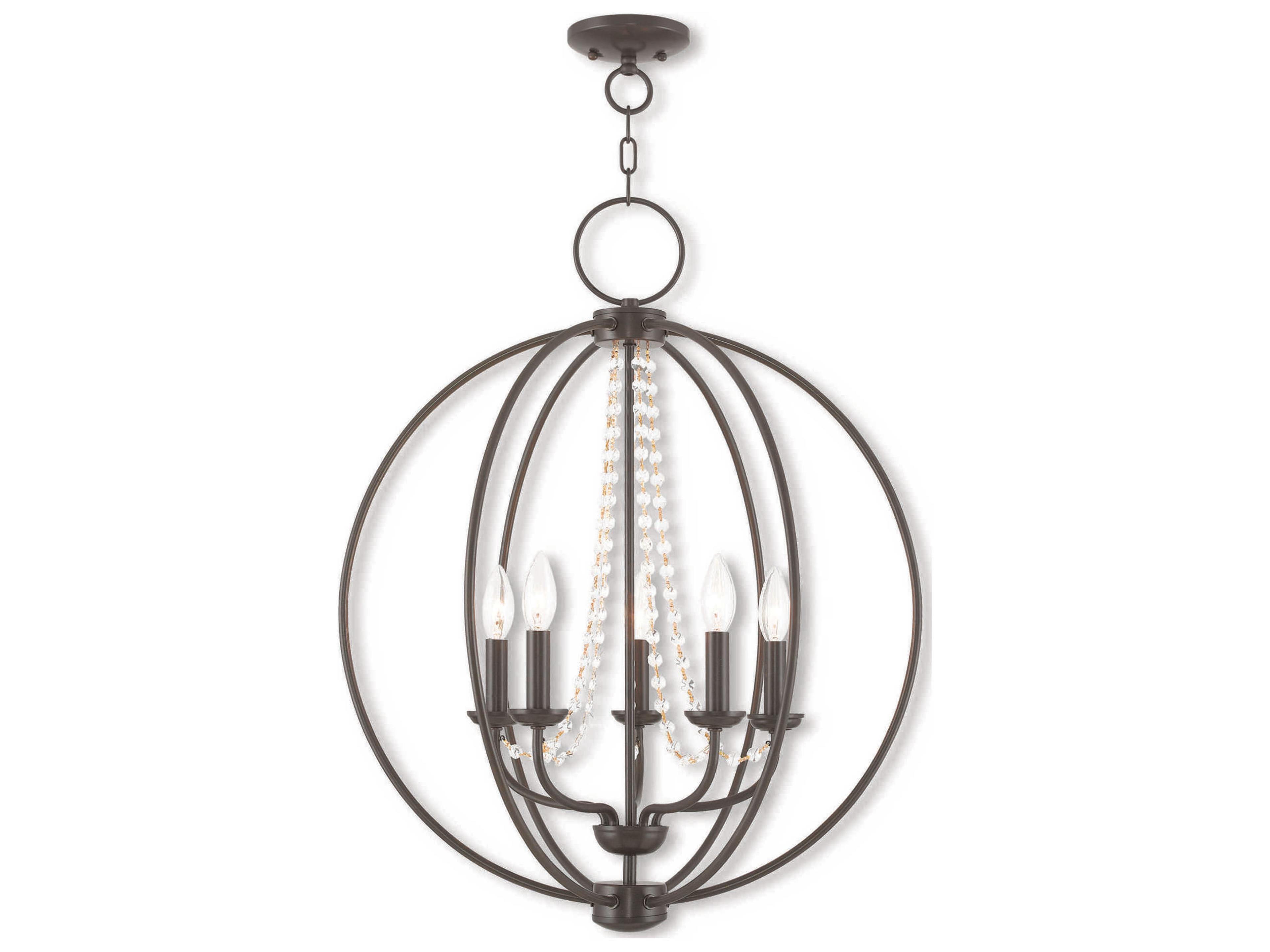 Arabella 5-Light English Bronze Crystal Candelabra Round Chandelier