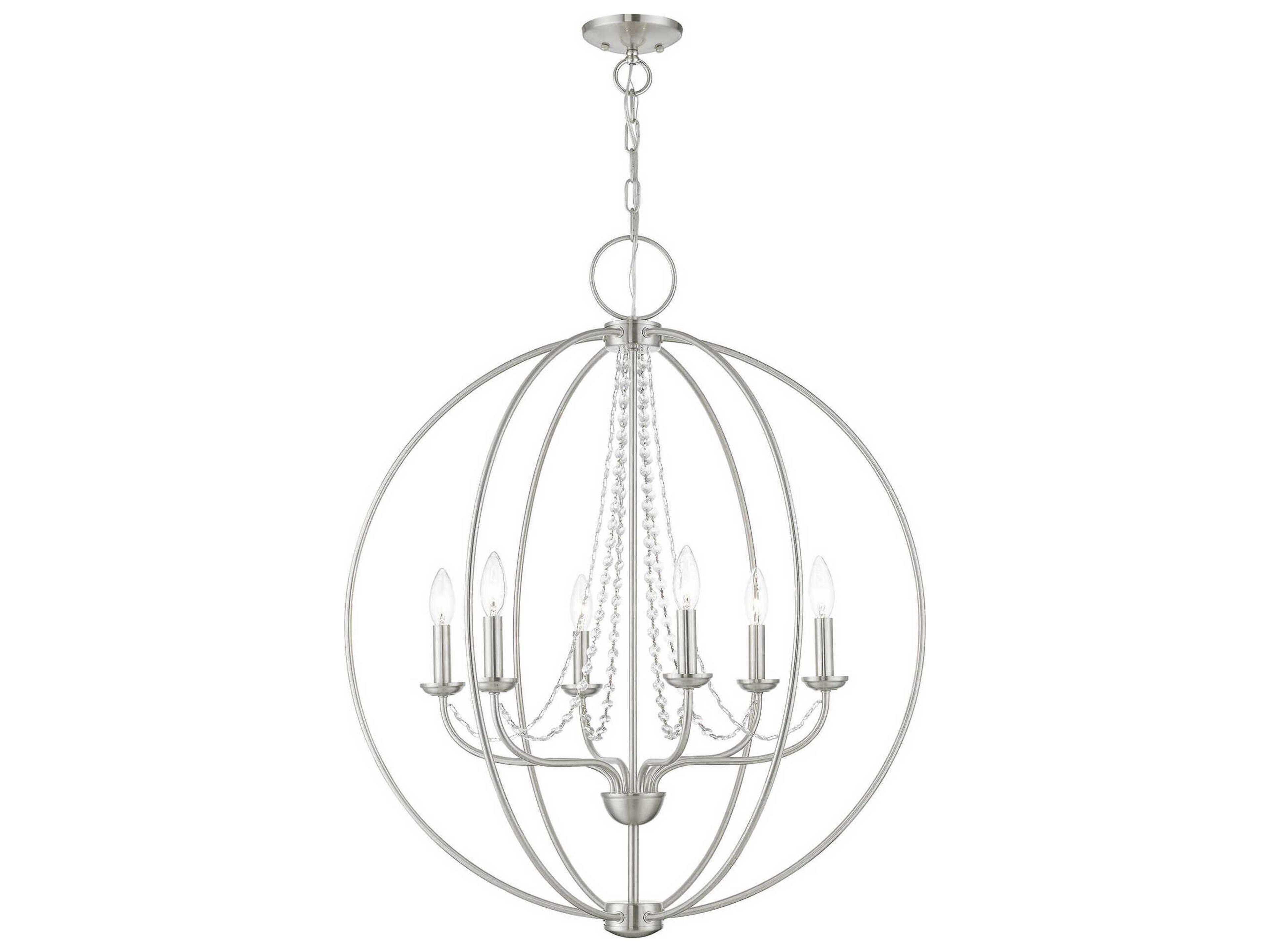 Arabella 6-Light Brushed Nickel Crystal Candelabra Chandelier